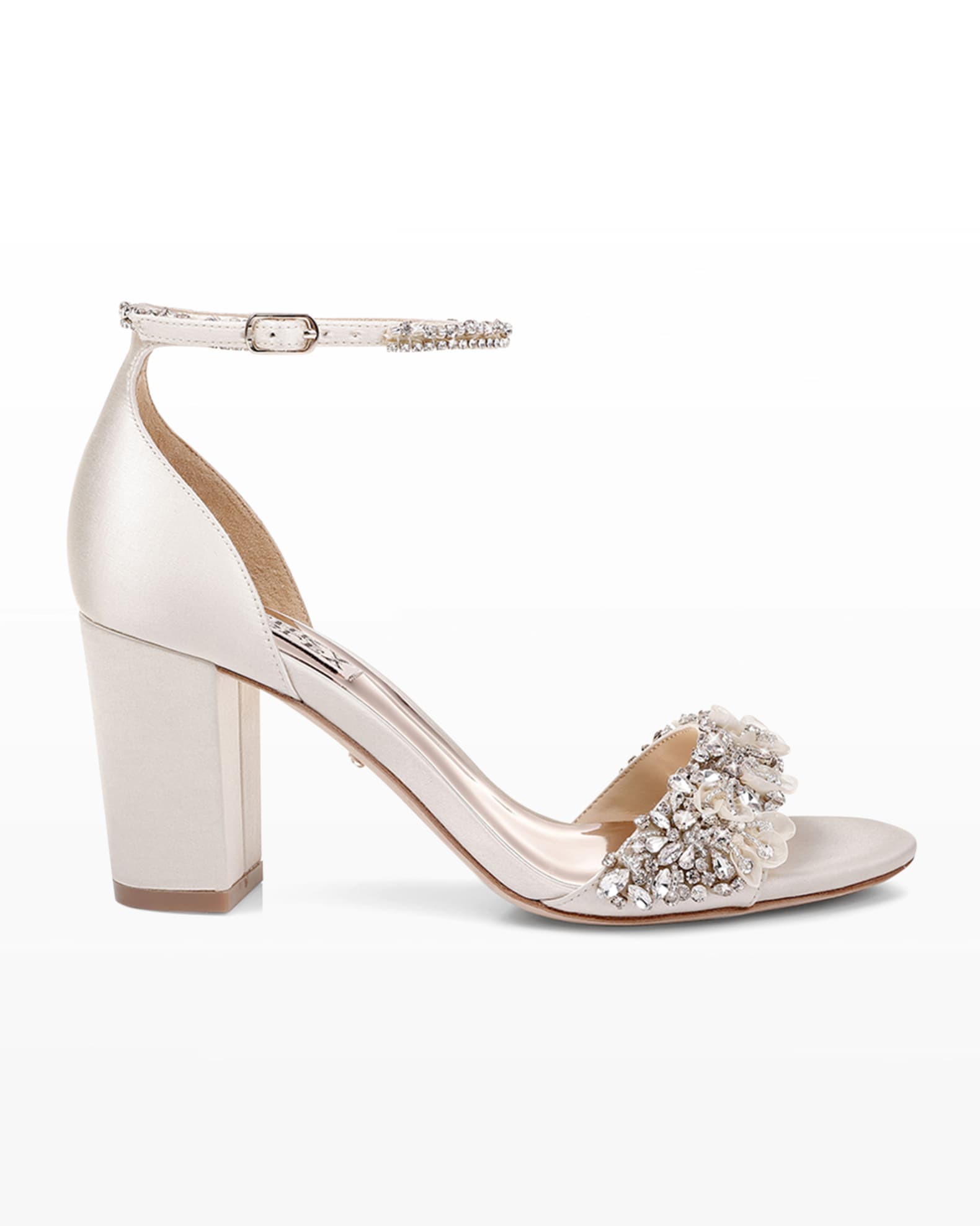 Badgley Mischka Finesse Satin Pumps w/ Crystals | Neiman Marcus