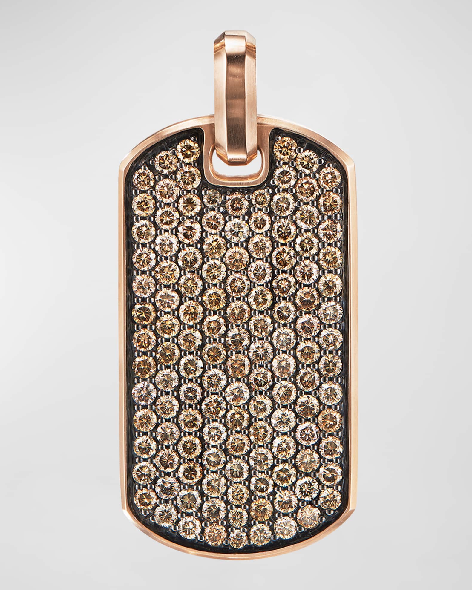 Men's Streamline Tag Pendant with Diamonds in 18K Rose Gold, 35mm 0