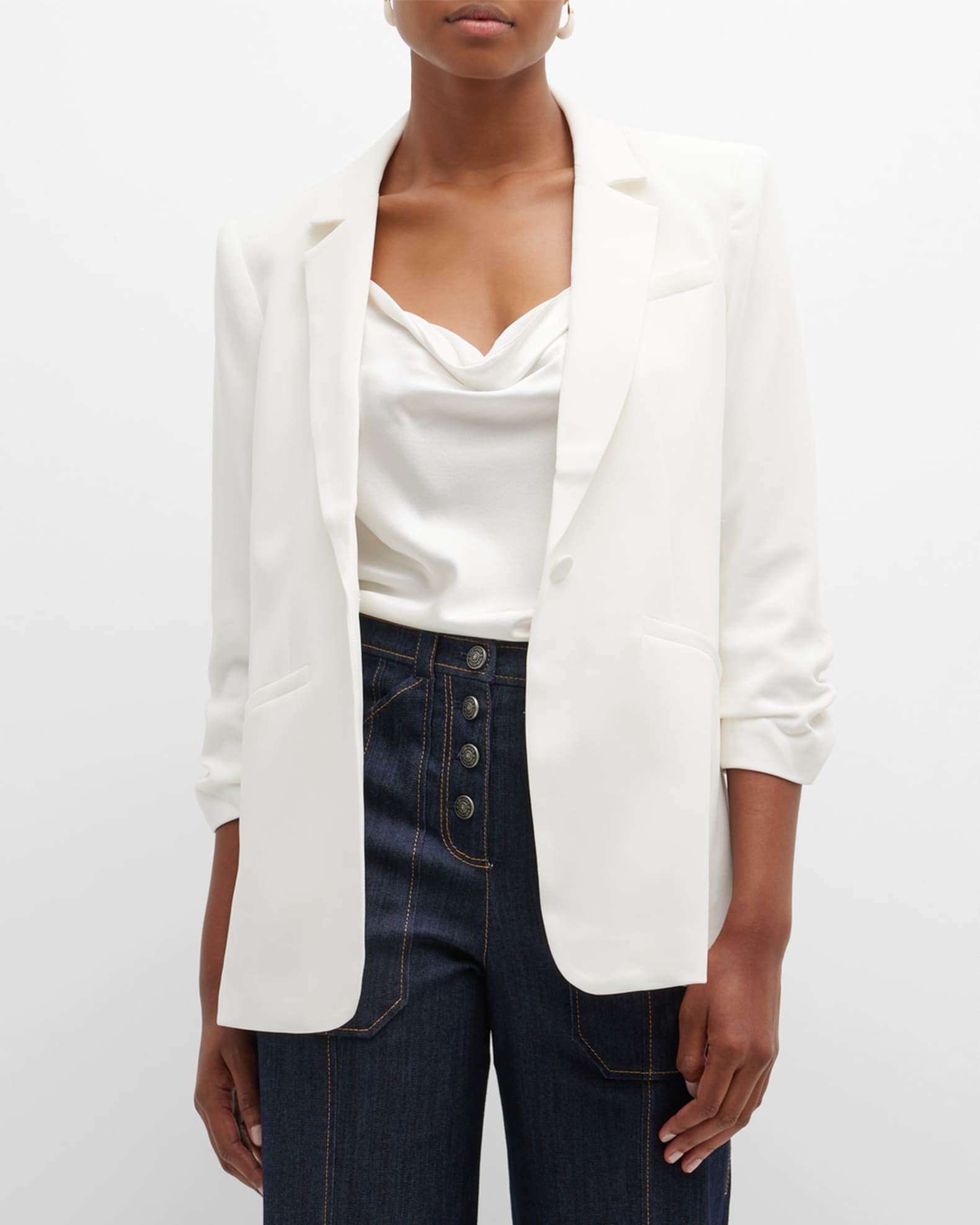 Cinq a Sept Khloe Crepe 3/4-Sleeve Blazer | Neiman Marcus