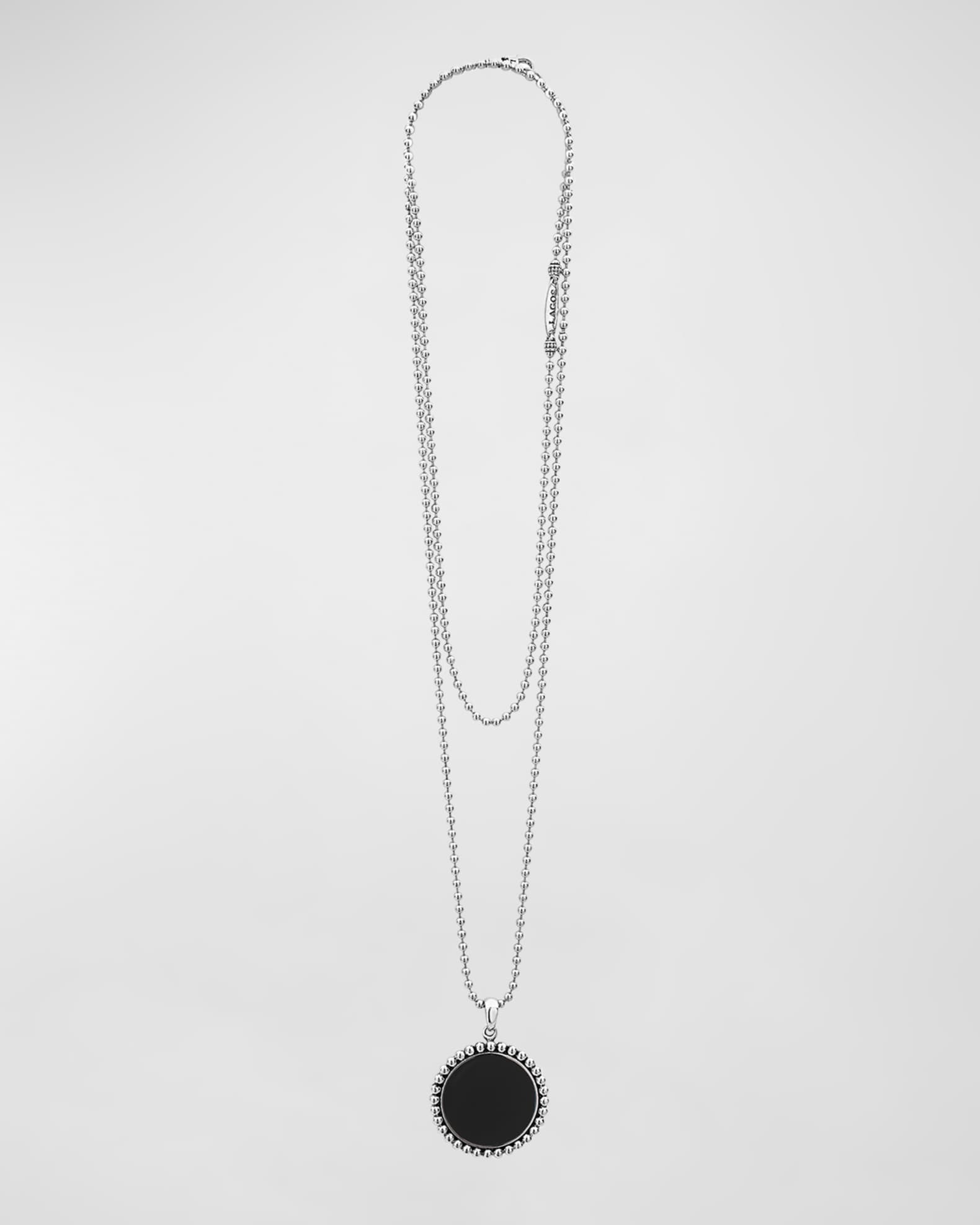 LAGOS Maya 24mm Inlay Pendant Necklace Lapis Neiman Marcus
