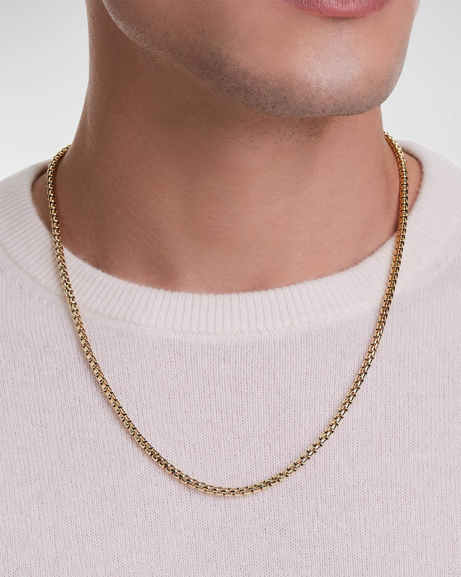 Men's Box Chain Necklace in 18K Gold, 3.6mm, 26"L 1