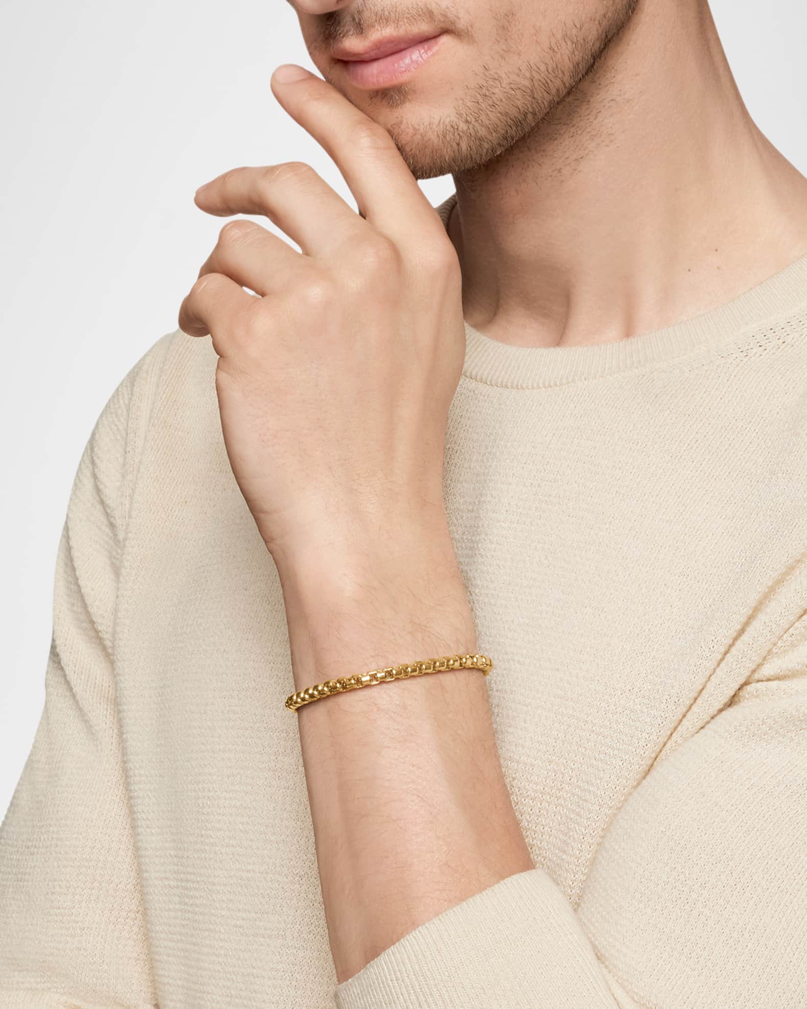 Men s Box Chain Bracelet in 18K Gold