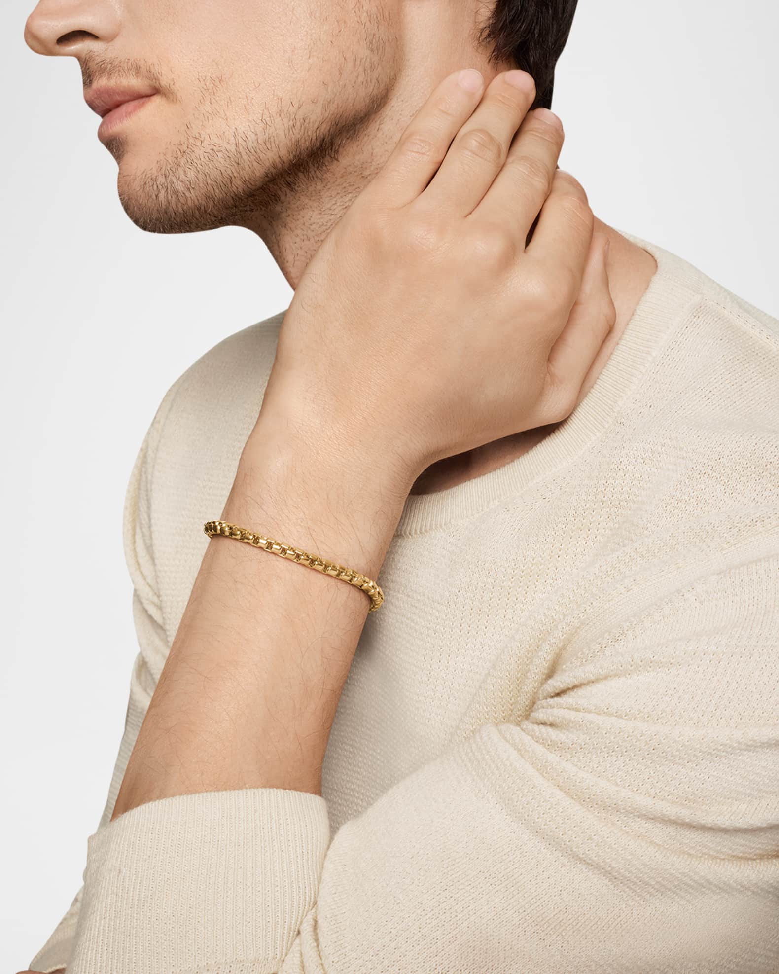 David Yurman Men's Box Chain Bracelet in 18K Gold, 5mm | Neiman Marcus