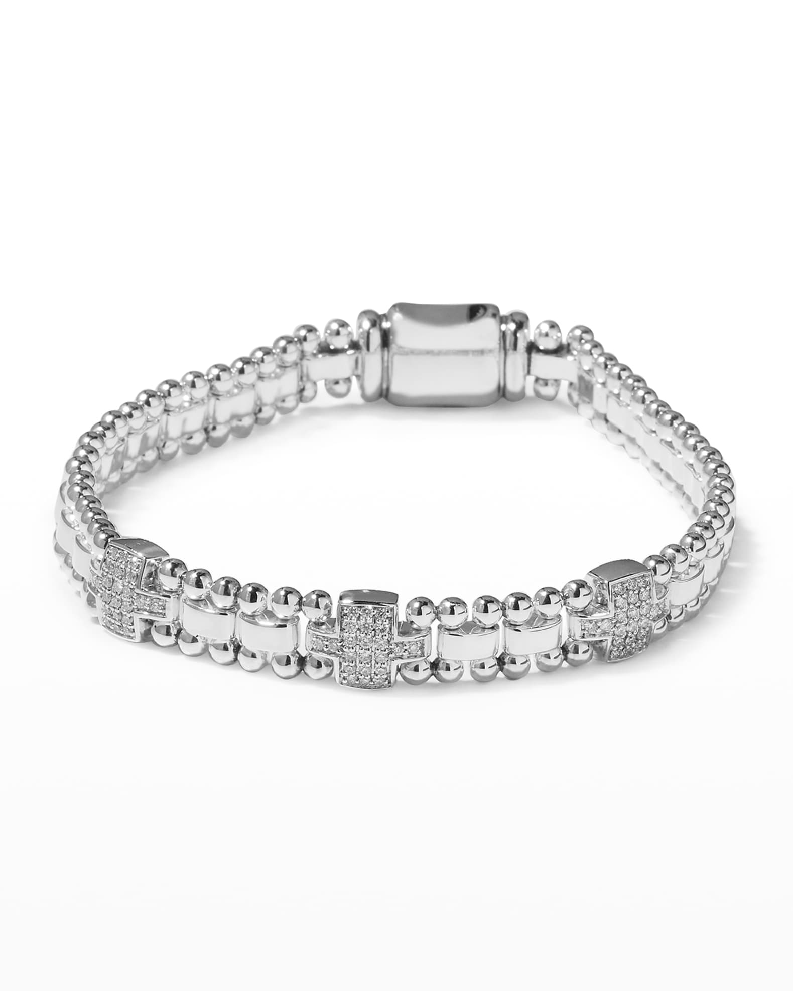 LAGOS Caviar Spark Diamond 3-Link Bracelet | Neiman Marcus