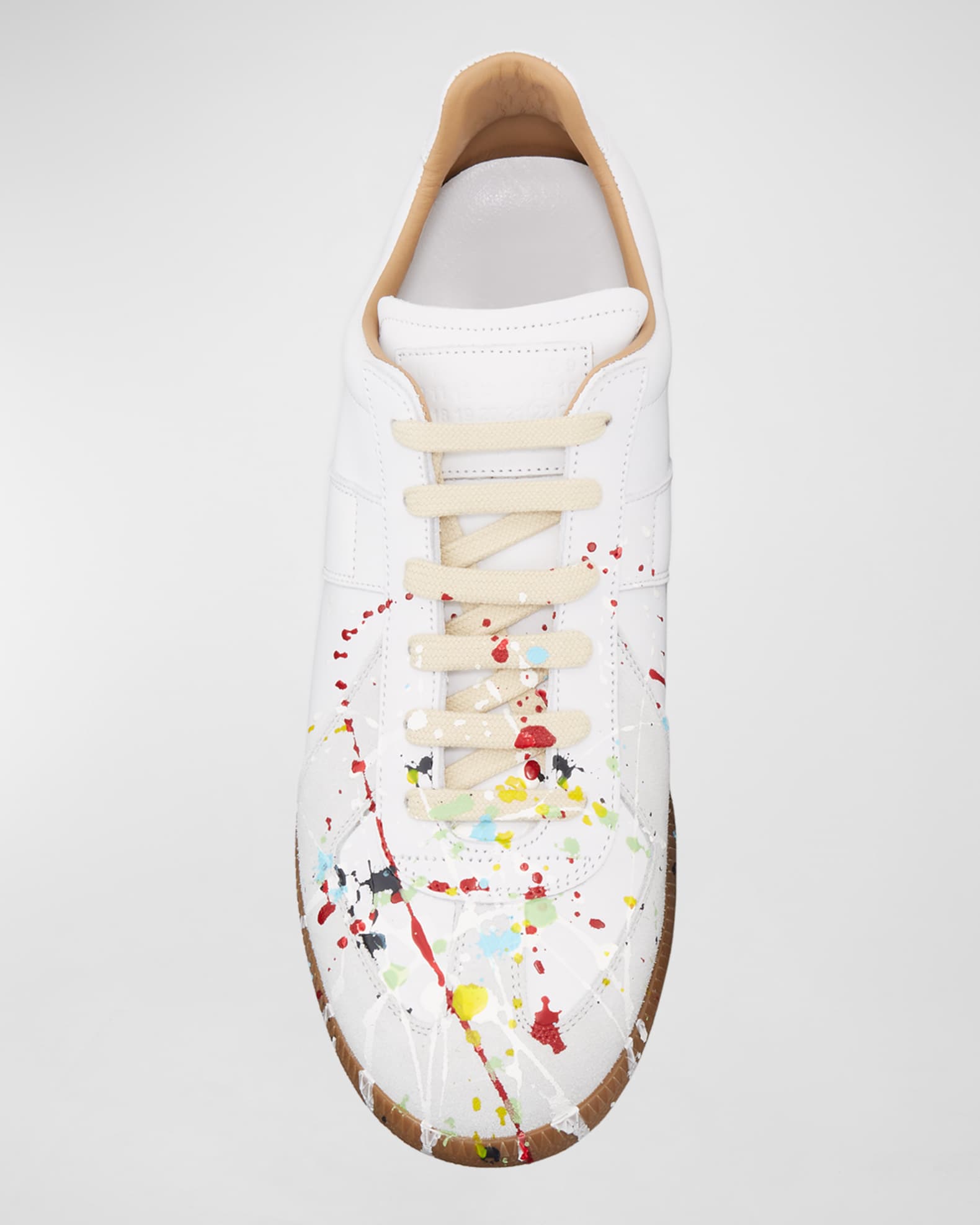 Shop Maison Margiela Replica Paint Splatter Leather Low-Top Sneakers