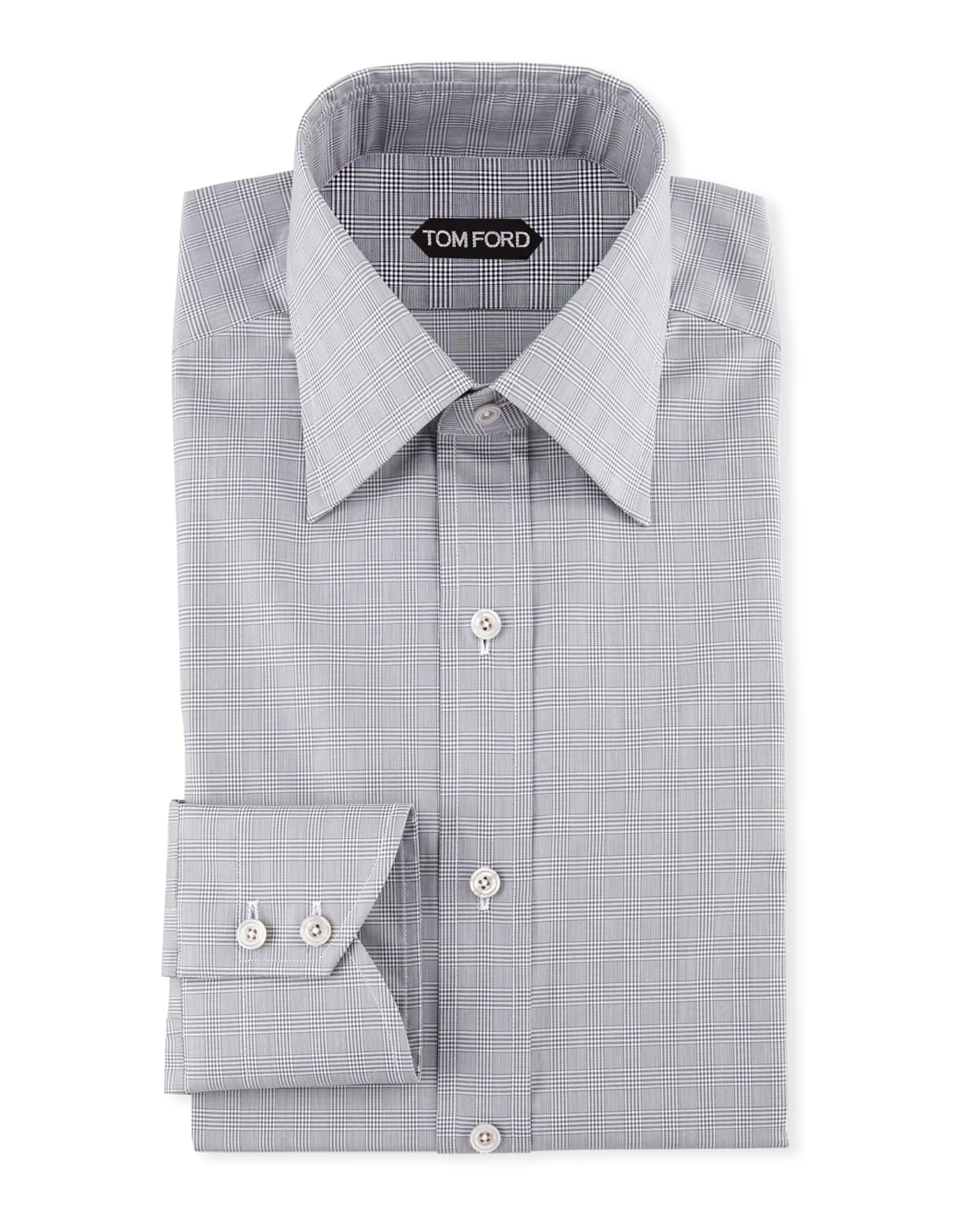 TOM FORD Men's Prince of Wales Pattern Dress Shirt | Neiman Marcus