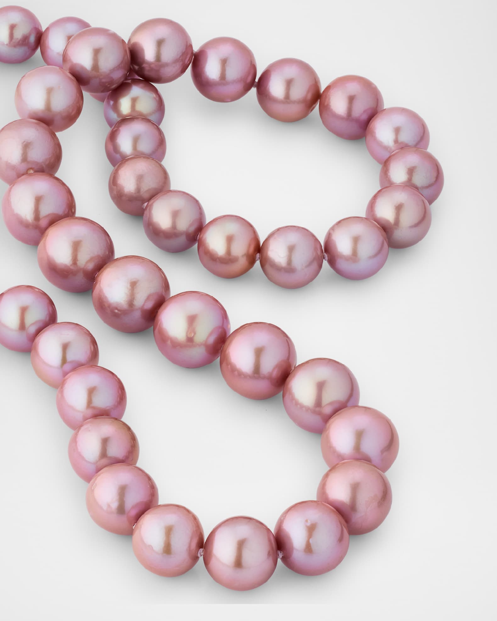 Long Kasumiga Pearls Necklace w/ 18k White Gold, Pink