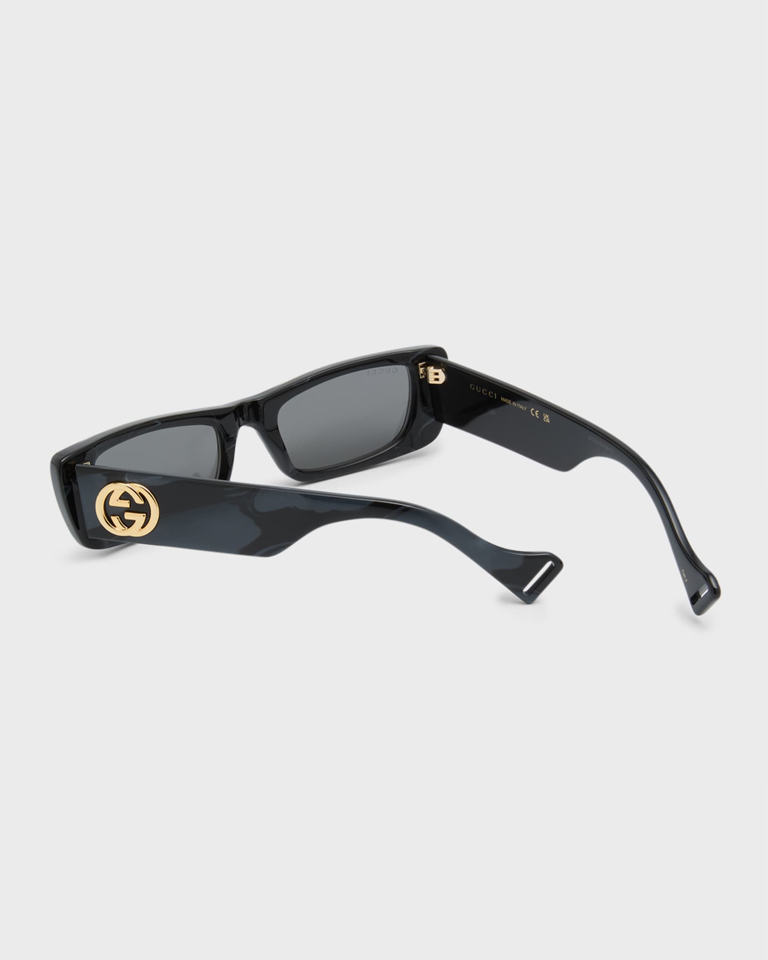 Gucci Monochromatic Rectangle Sunglasses w/ Interlocking G Temples