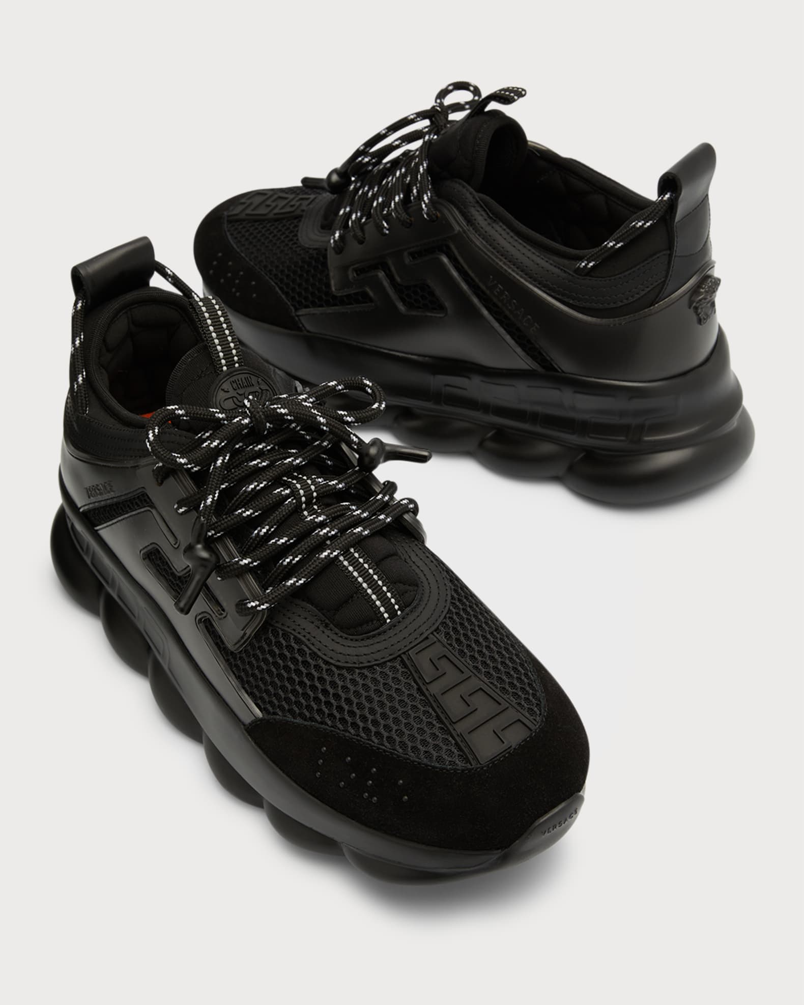 Versace Chain Reaction Sneakers In Black