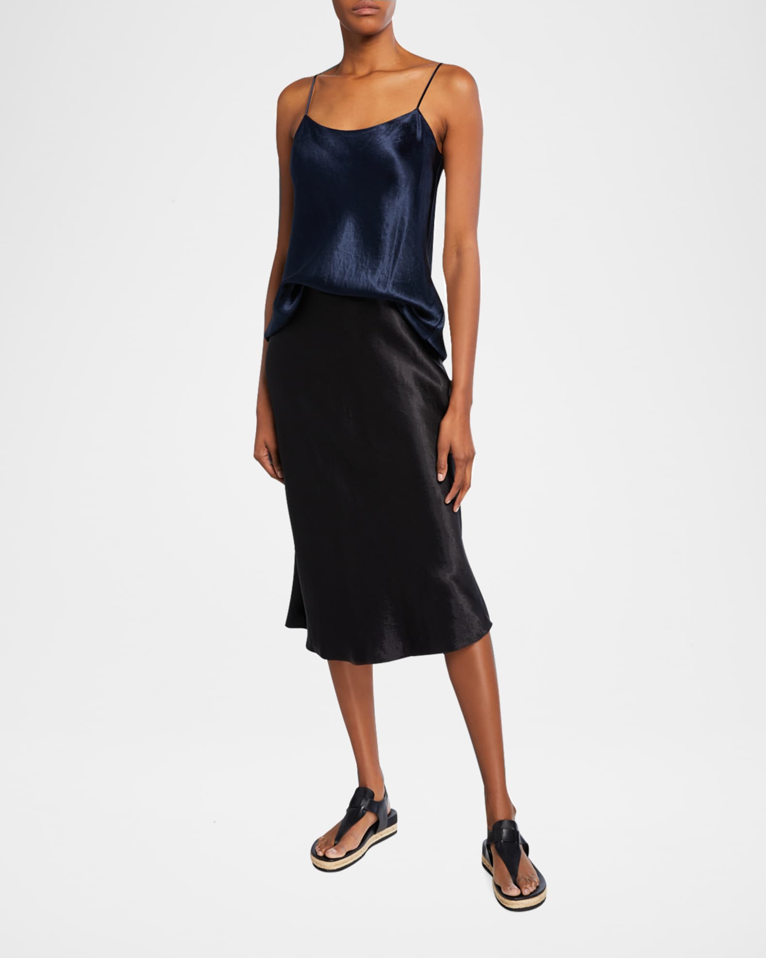 Vince Satin Slip Midi Skirt | Neiman Marcus