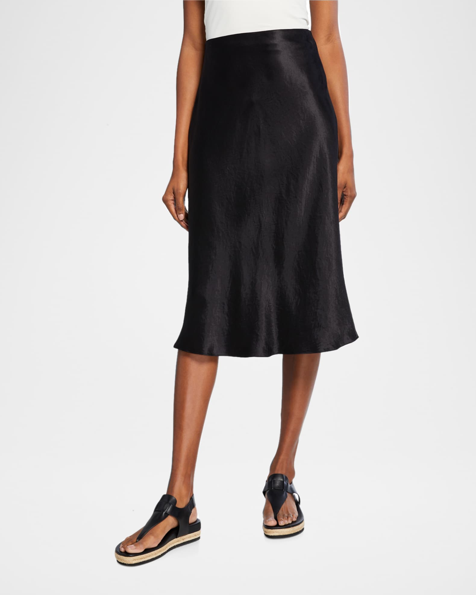 Vince Satin Slip Midi Skirt | Neiman Marcus