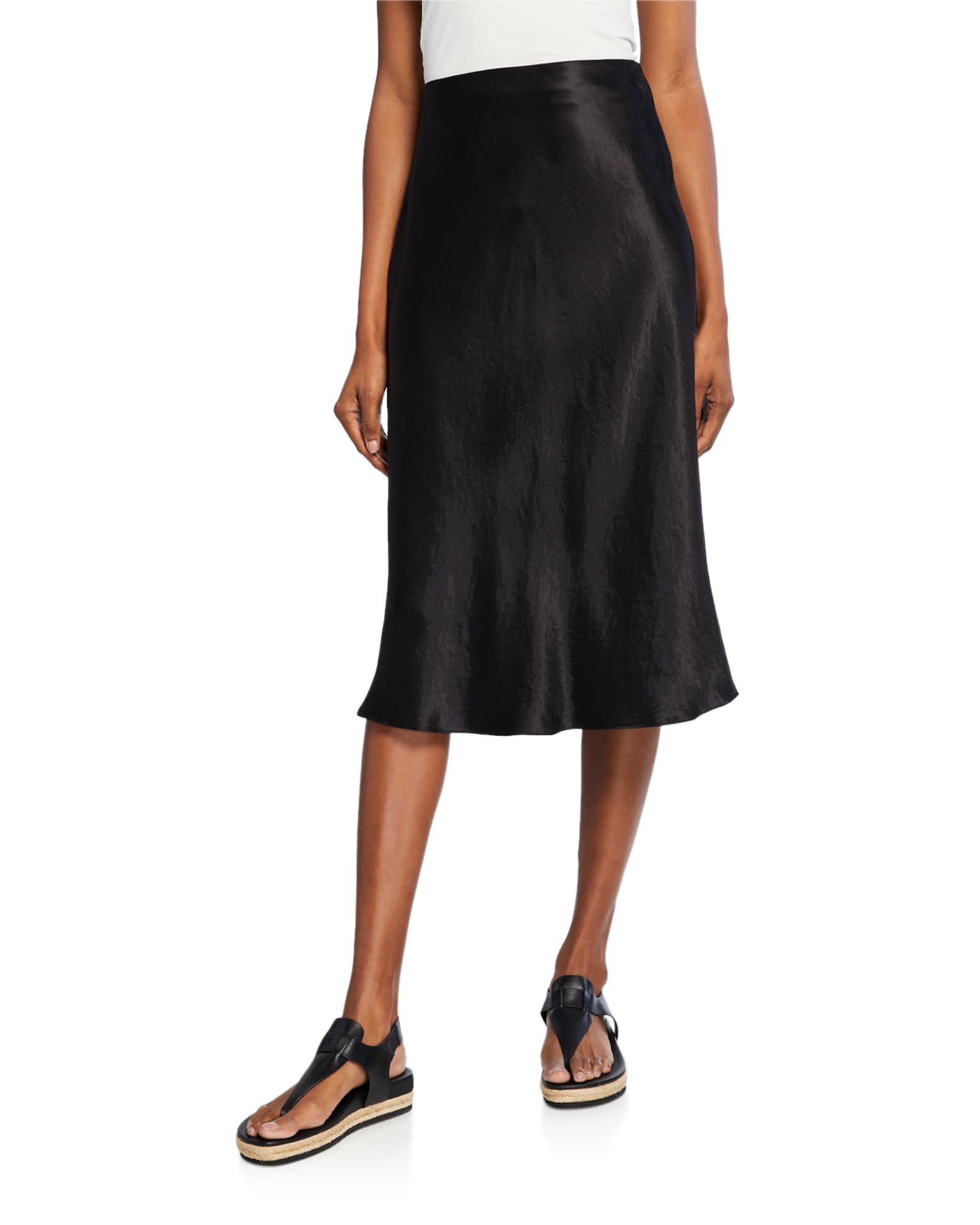 Satin Slip Midi Skirt 0