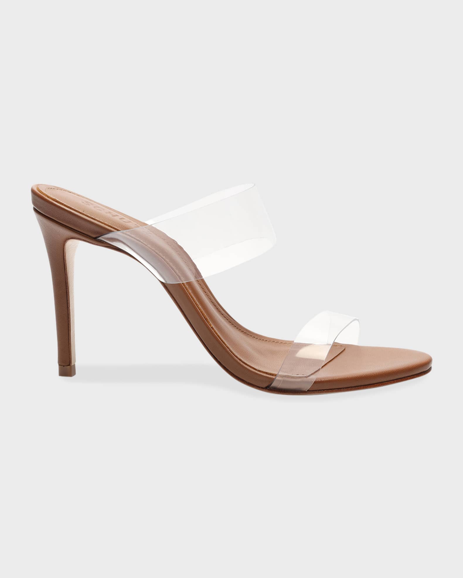 Schutz Ariella Strappy See Through Vinyl Slide High Heel Sandals