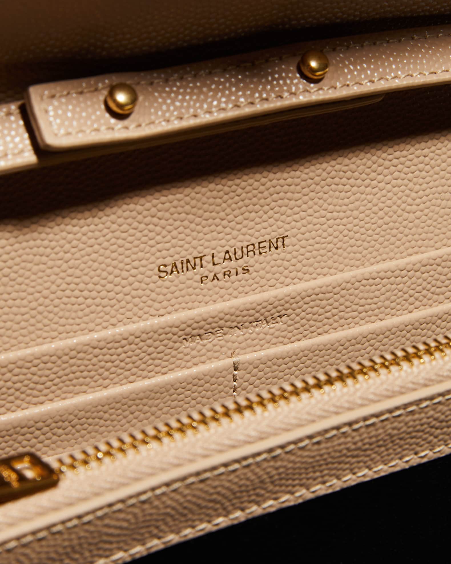 YSL Monogram Large Wallet on Chain in Grained Leather