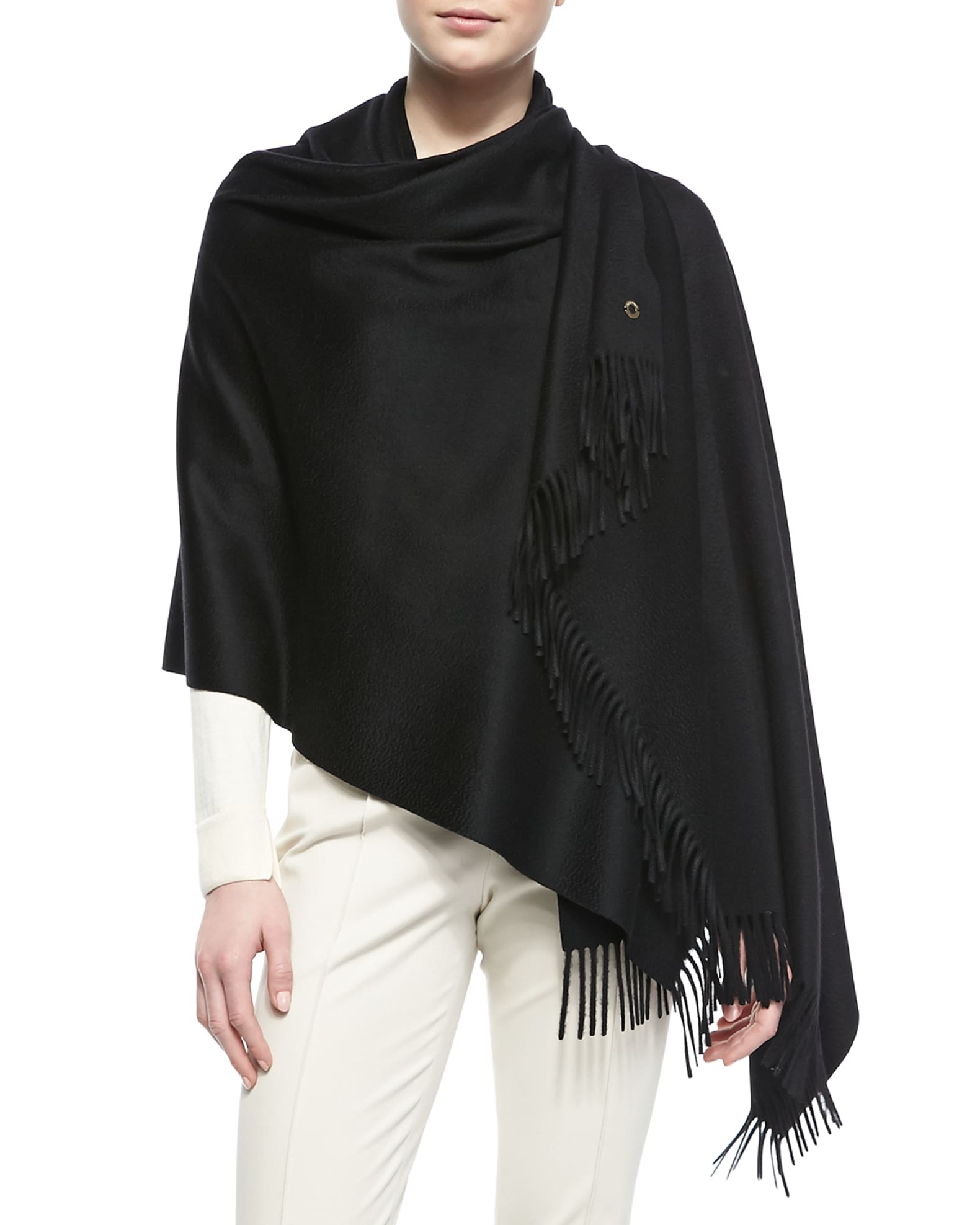 【感謝価格】 Fringe-Trim Cashmere Piana Loro Opera Marcus Neiman | Stole 小物