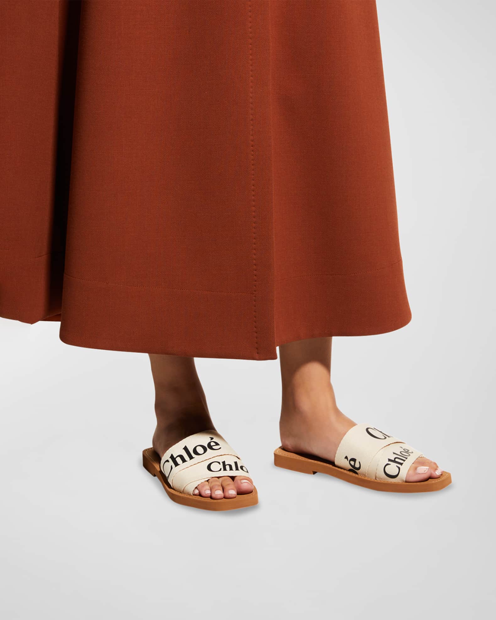 WOODY FLAT SANDAL LOGO RIBBO