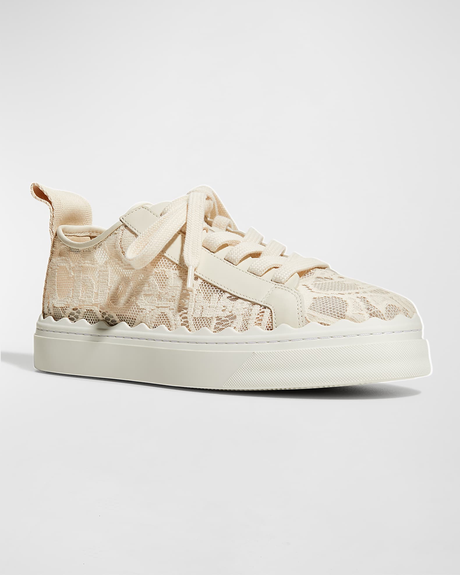 Chloe Lauren Logo Lace Low-Top Sneakers | Neiman Marcus