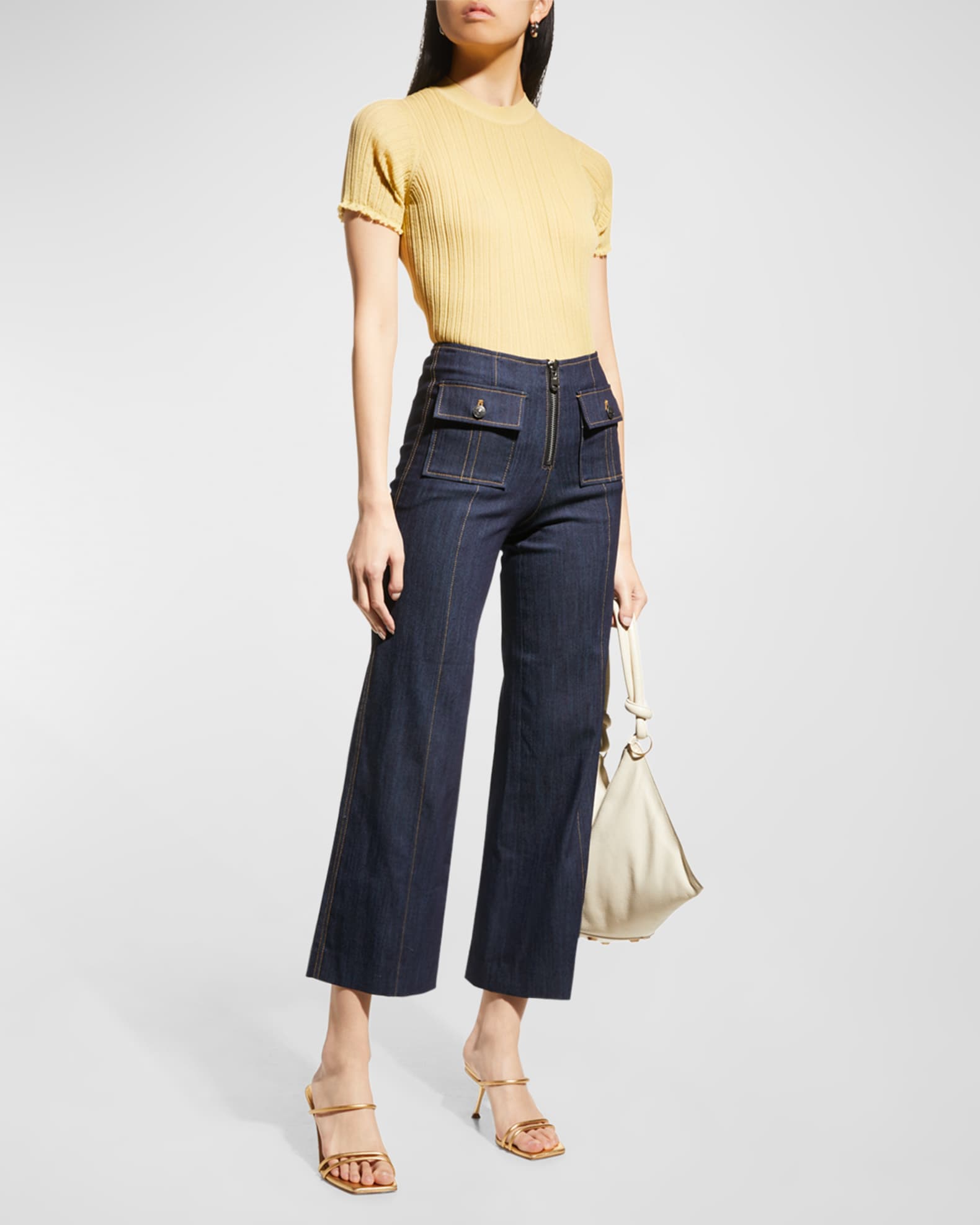 Azure Wide-Leg Stitched Pants 1