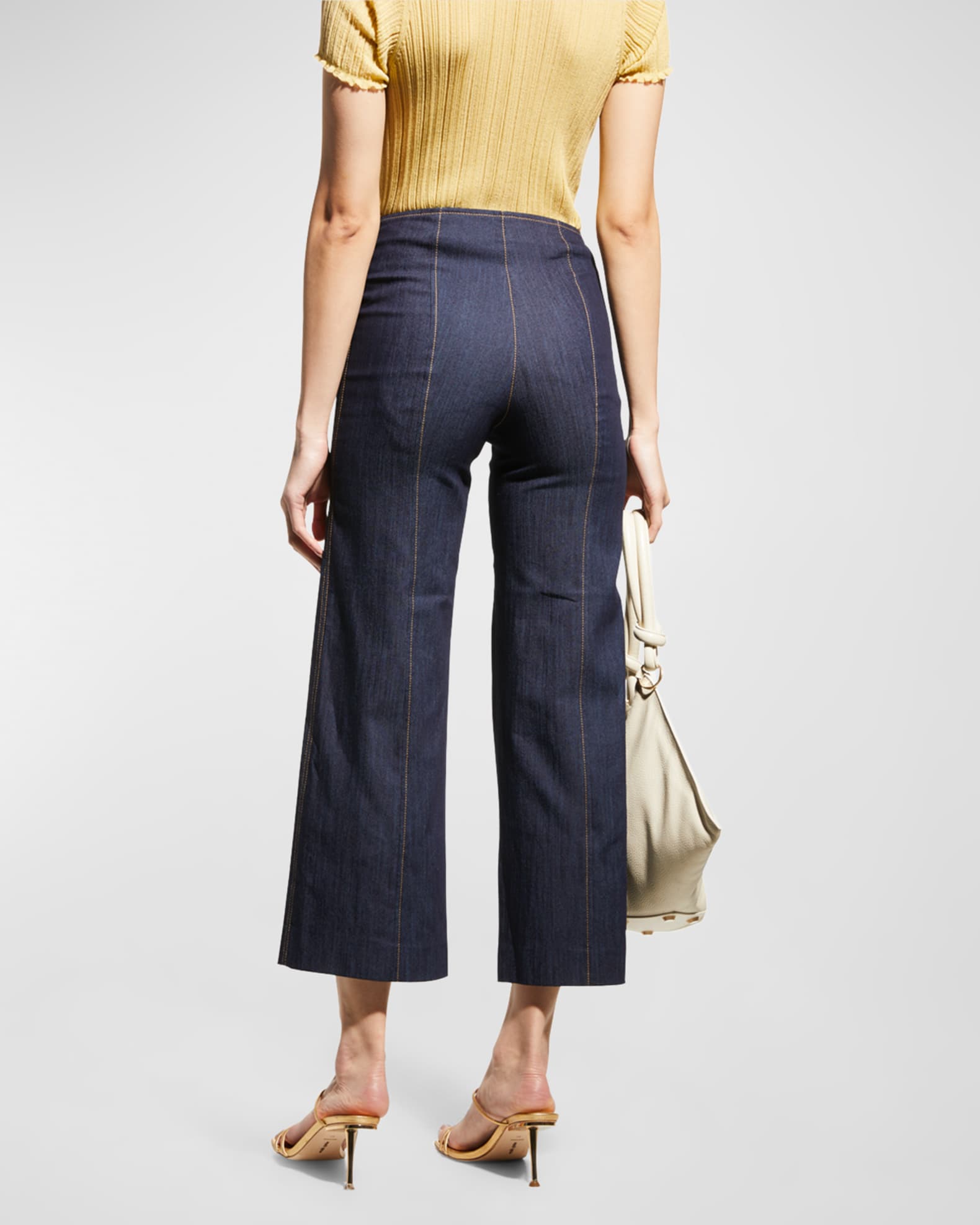 Cinq a Sept Azure Wide-Leg Stitched Pants | Neiman Marcus
