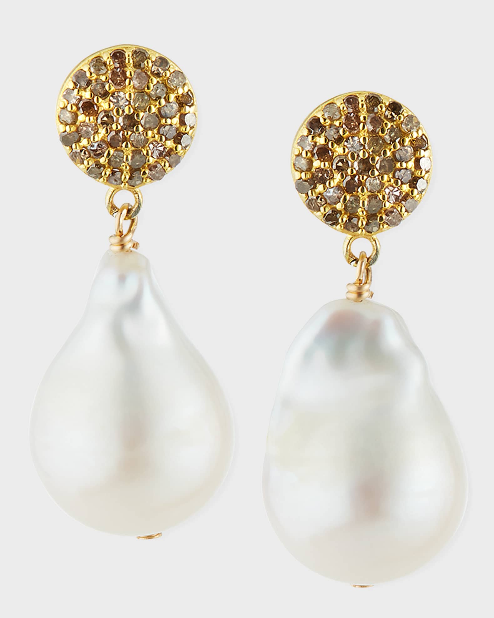 Margo Morrison Diamond & Baroque Pearl Drop Earrings | Neiman Marcus