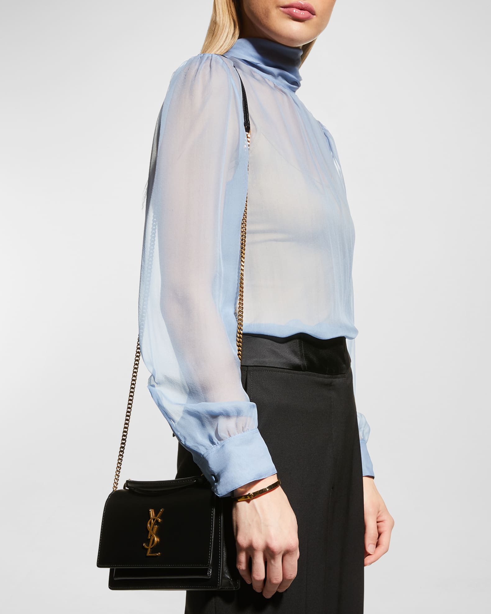 Saint Laurent Sunset Medium YSL Top Handle Crossbody Bag in Smooth Leather Neiman Marcus
