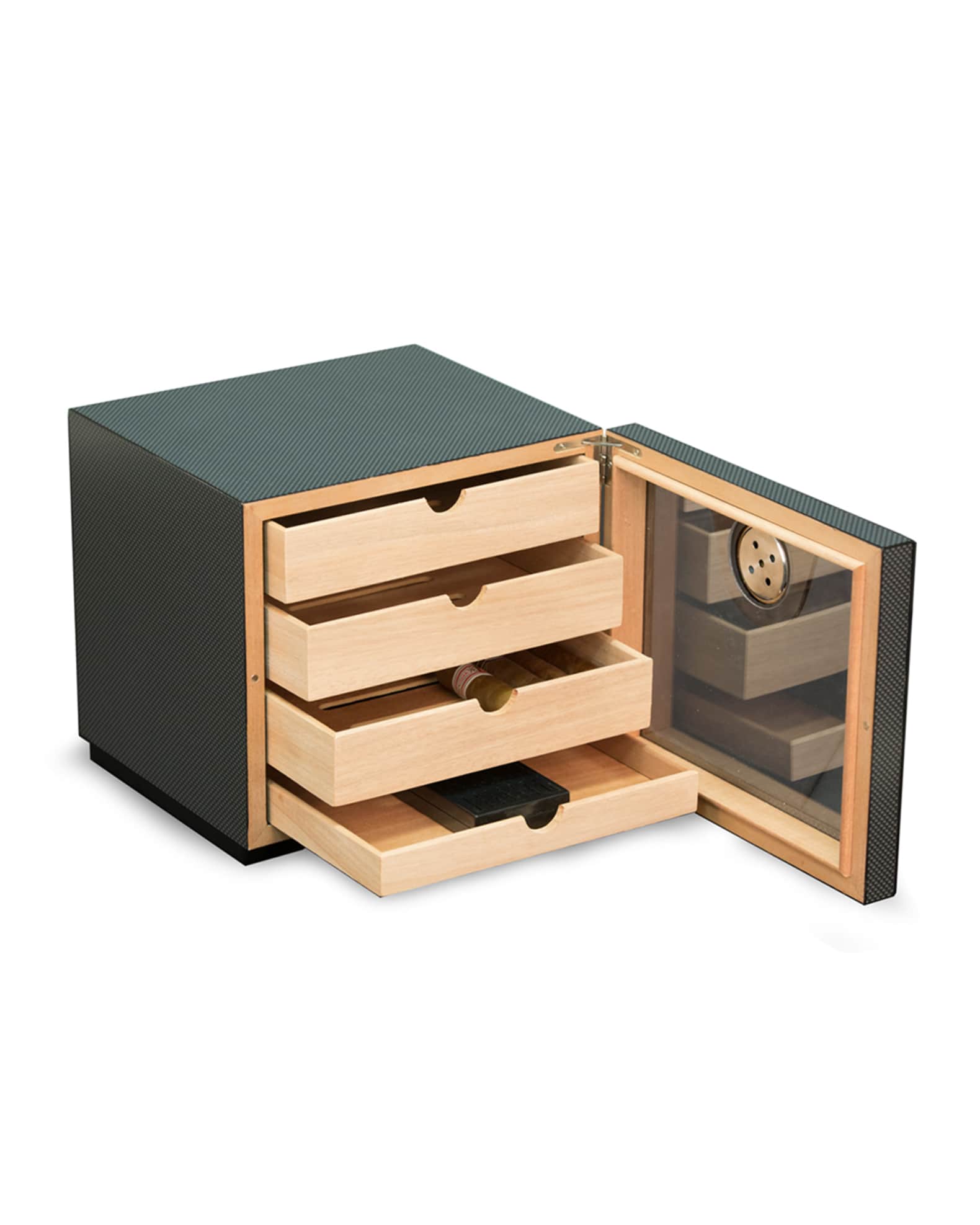 Carbon Fiber Cigar Humidor w/ Hygrometer 1