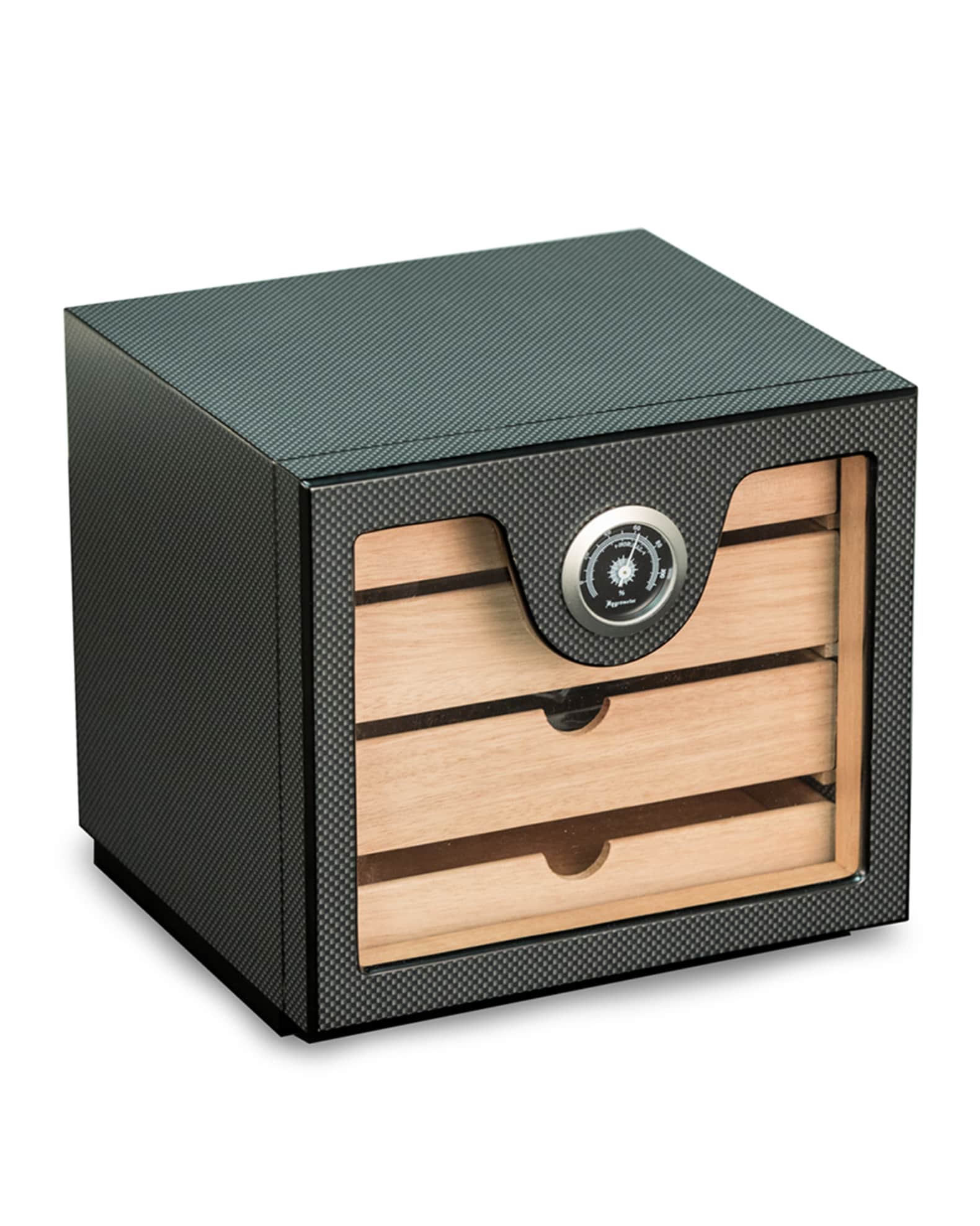 Carbon Fiber Cigar Humidor w/ Hygrometer 0
