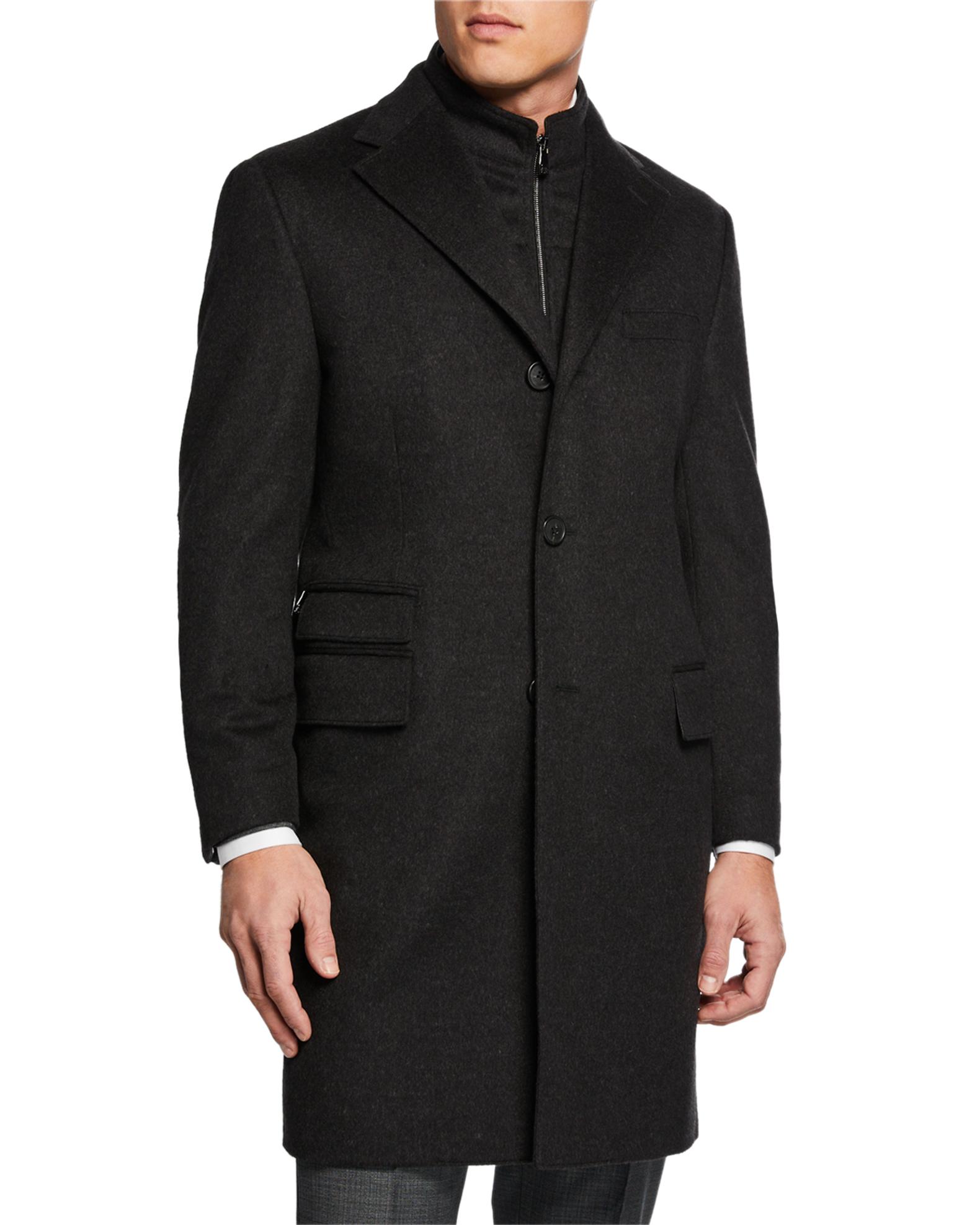 Corneliani Men's ID Wool Top Coat, Gray | Neiman Marcus