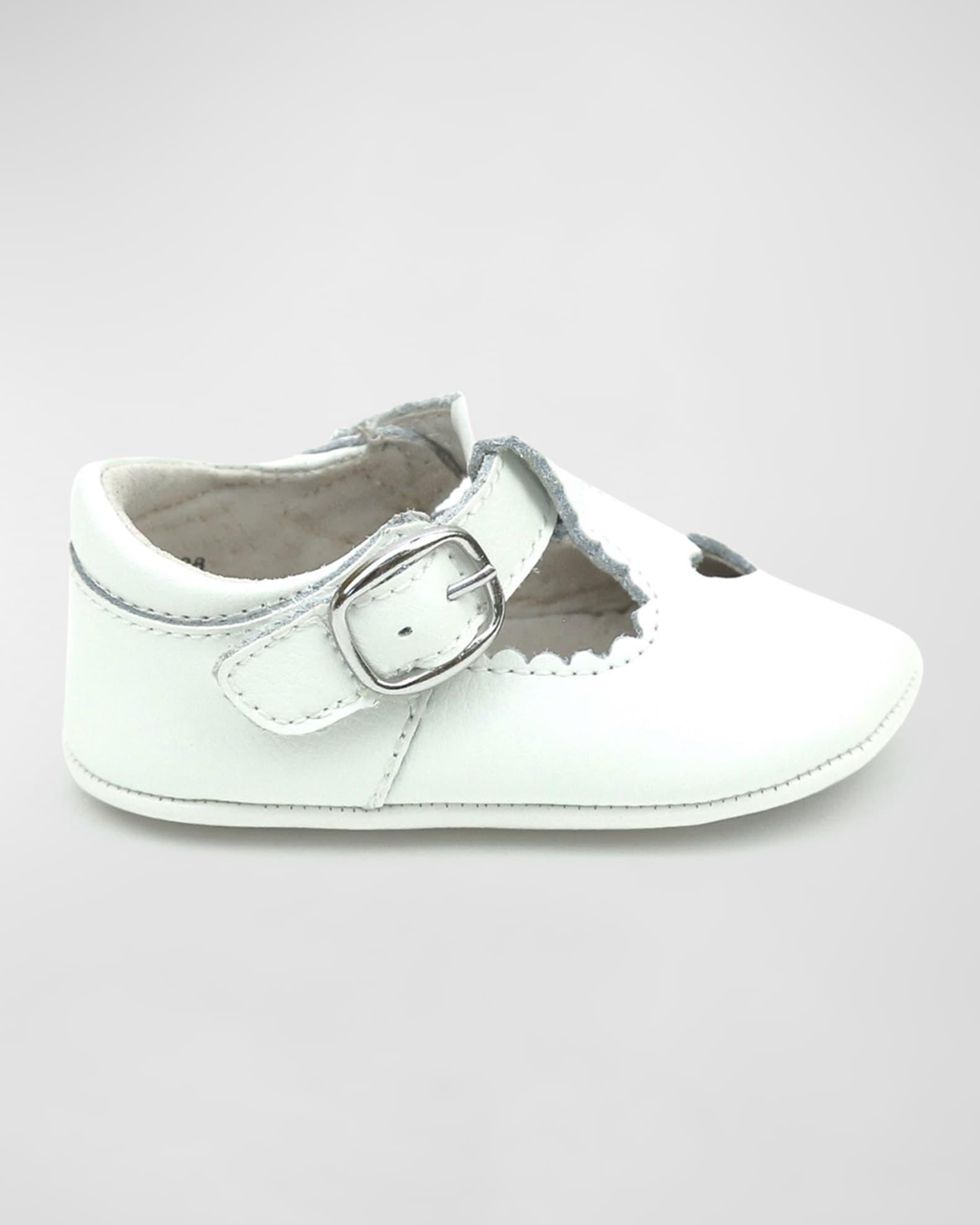 Girl's Rosale Heart Cutout Leather Mary Jane Crib Shoes, Baby 1