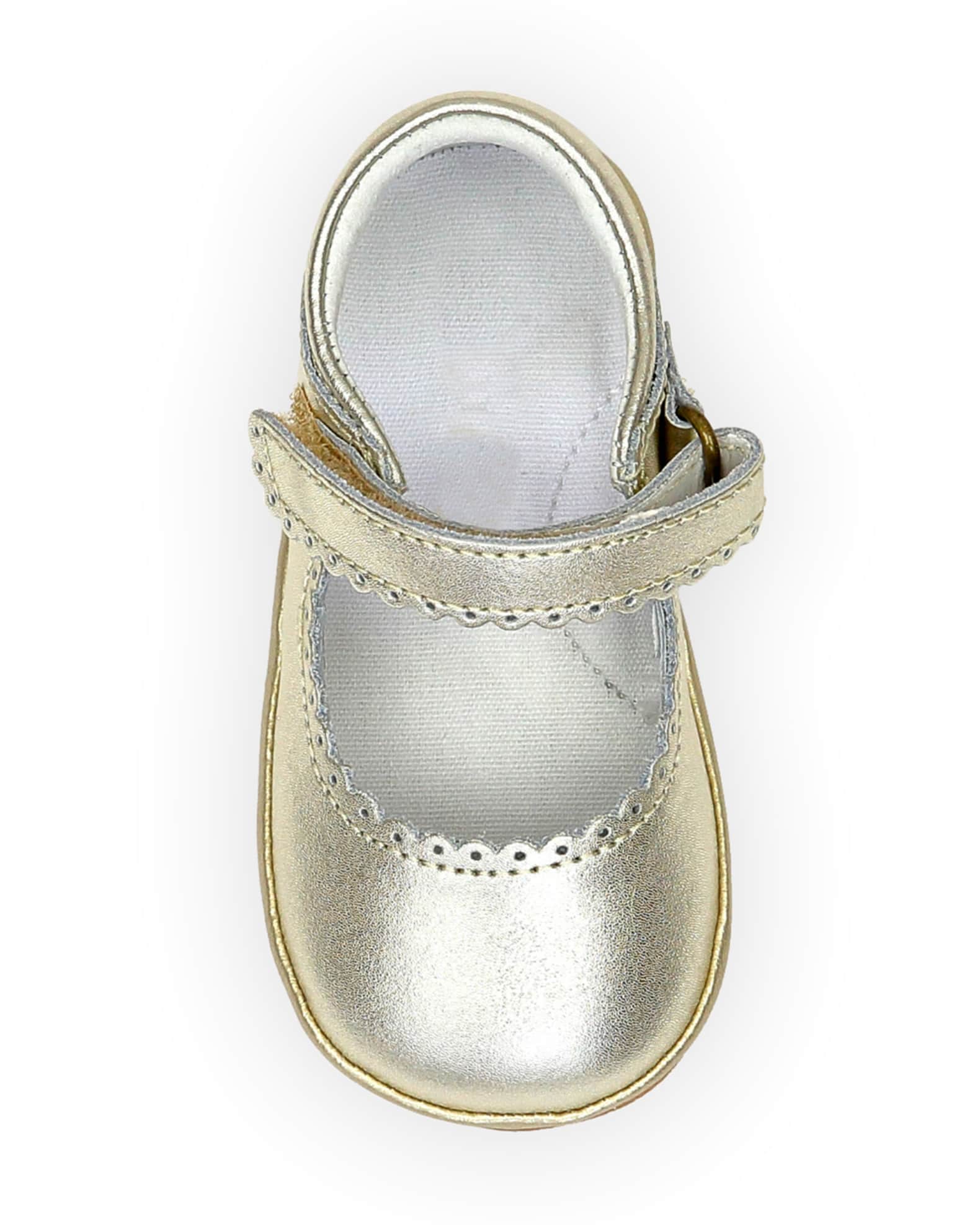 Girl's Cara Scalloped Metallic Leather Mary Jane, Baby 1