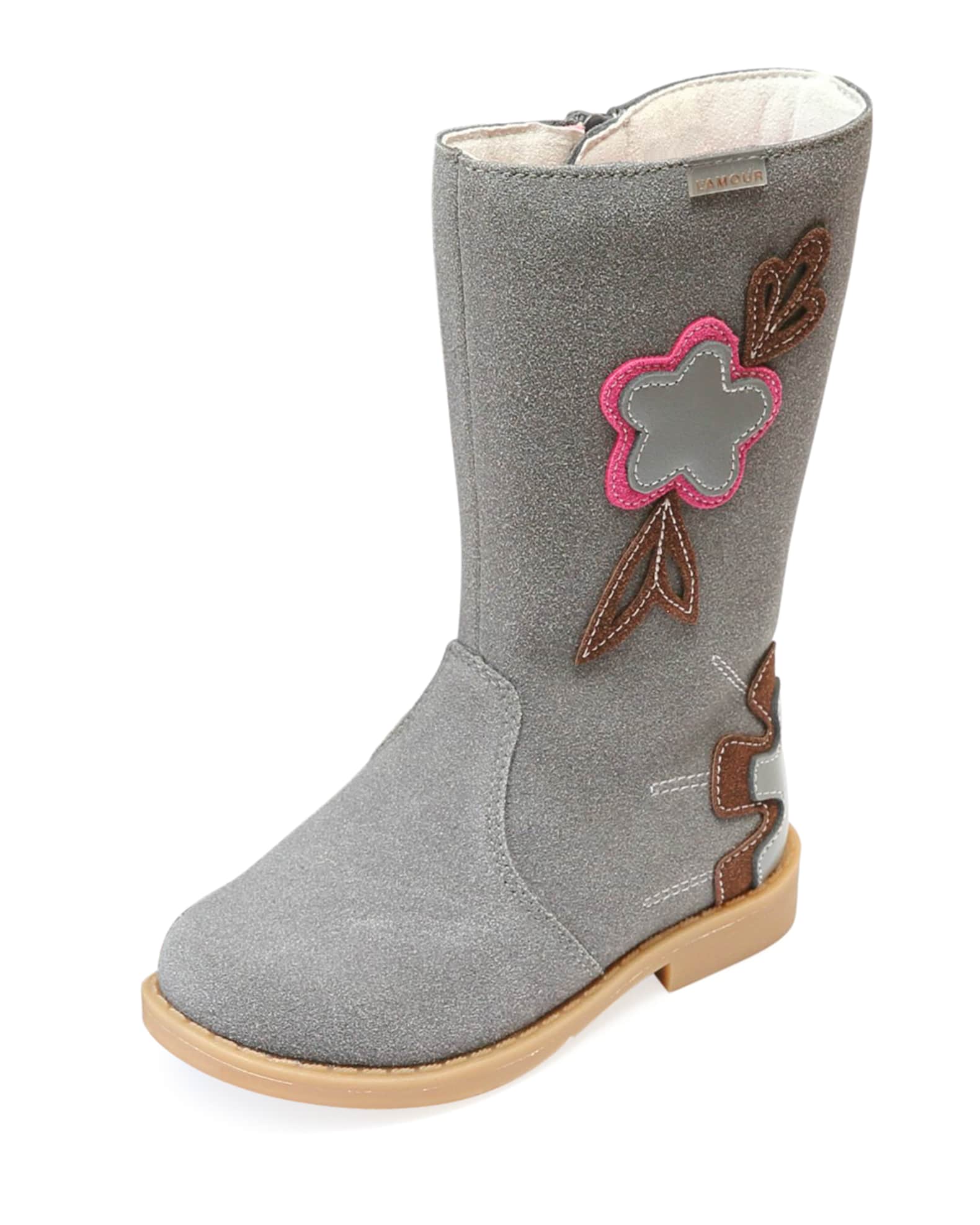 L'Amour Shoes Fiore Tall Fashion Boot w/ Stitch Flowers, Baby/Toddler ...