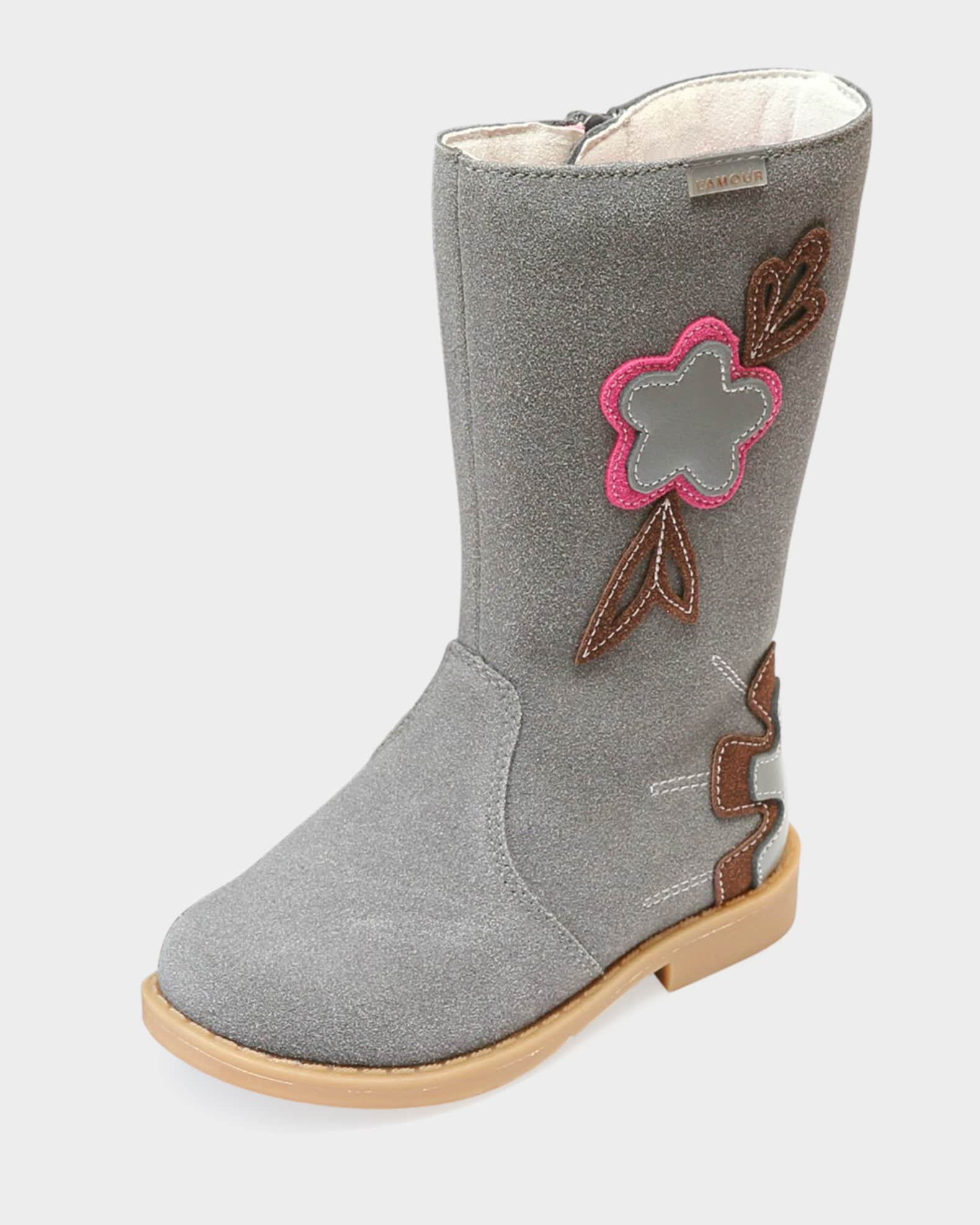 L'Amour Shoes Fiore Tall Fashion Boot w/ Stitch Flowers, Baby/Toddler ...