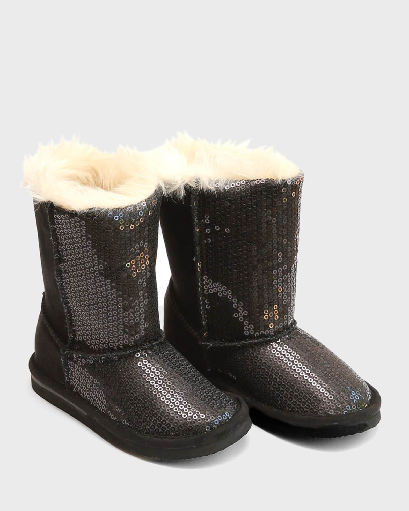 L'Amour Shoes Carol Sequin Boots w/ Faux-Fur Lining, Baby/Toddler/Kids ...