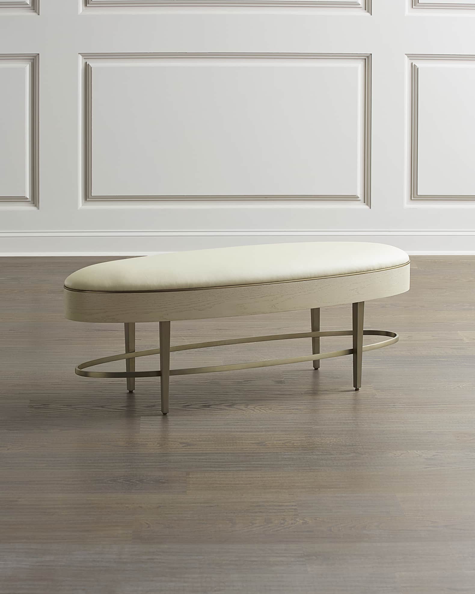 Ellipse Leather Oval Bench 0