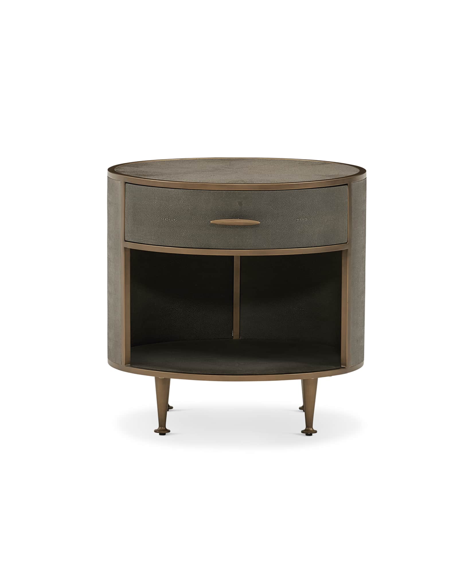 Faux Shagreen Round Nightstand 1