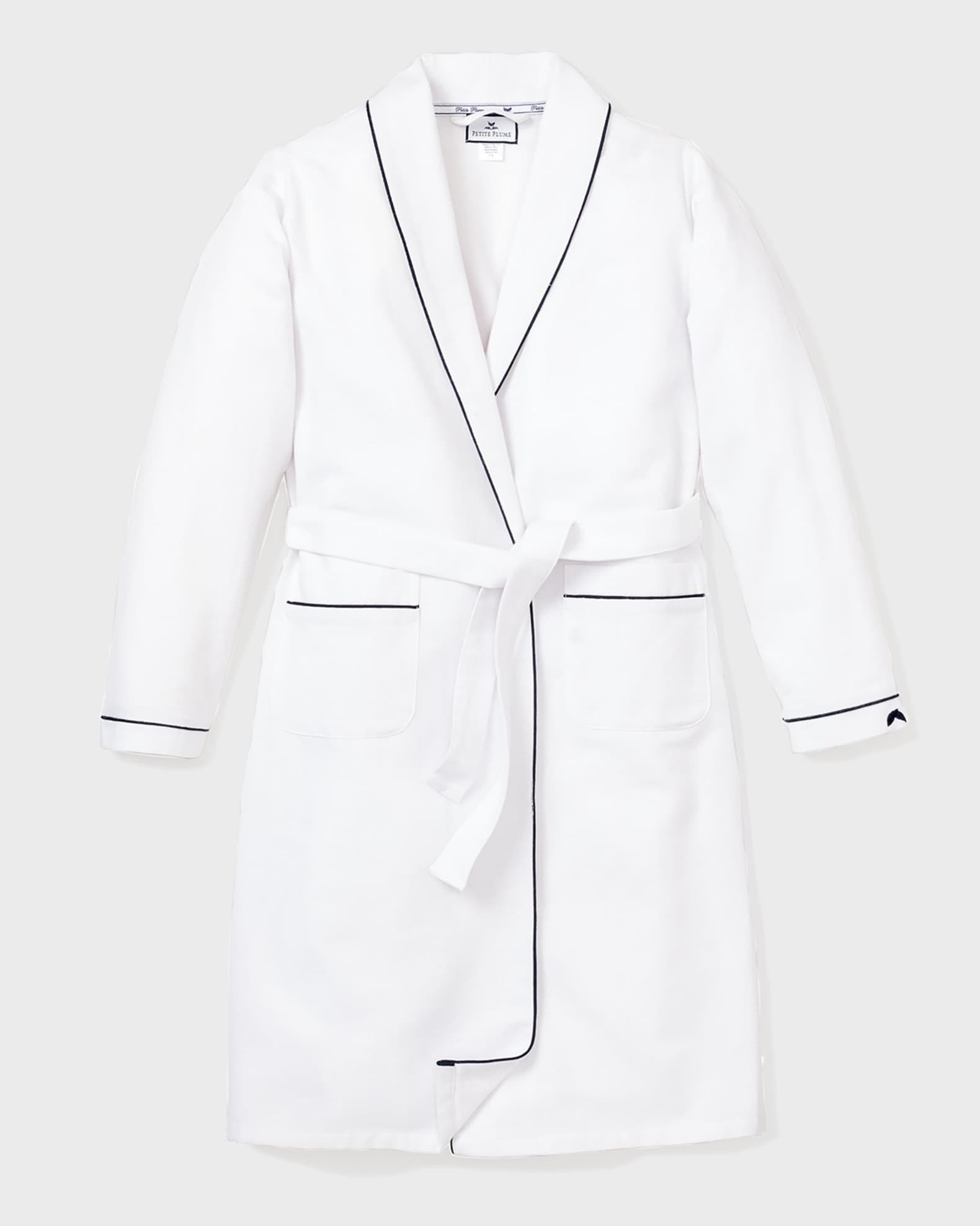 Petite Plume Solid Robe w/ Contrast Piping, Size 2-14