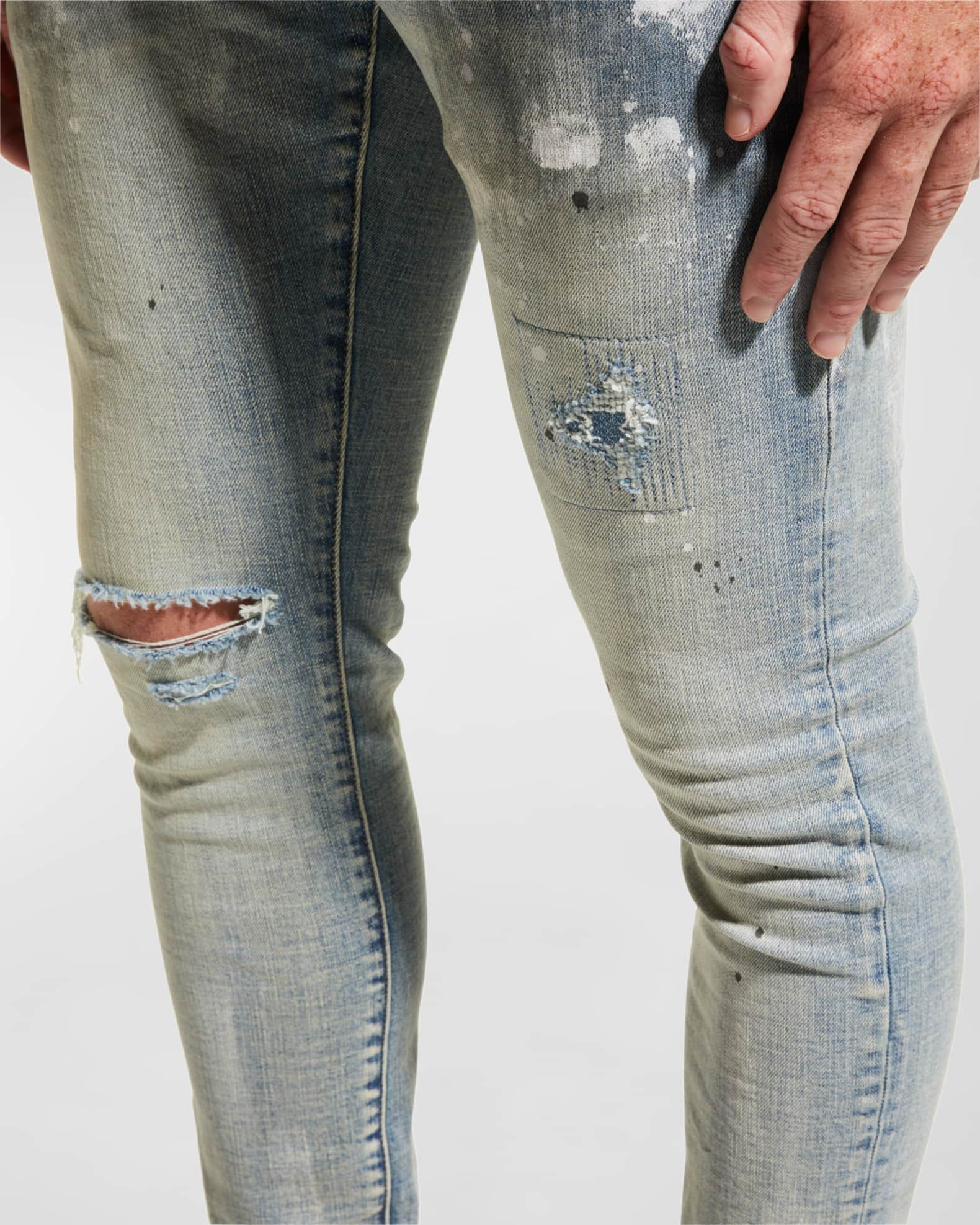 Purple Brand Oil-Splashed Skinny Fit Jeans