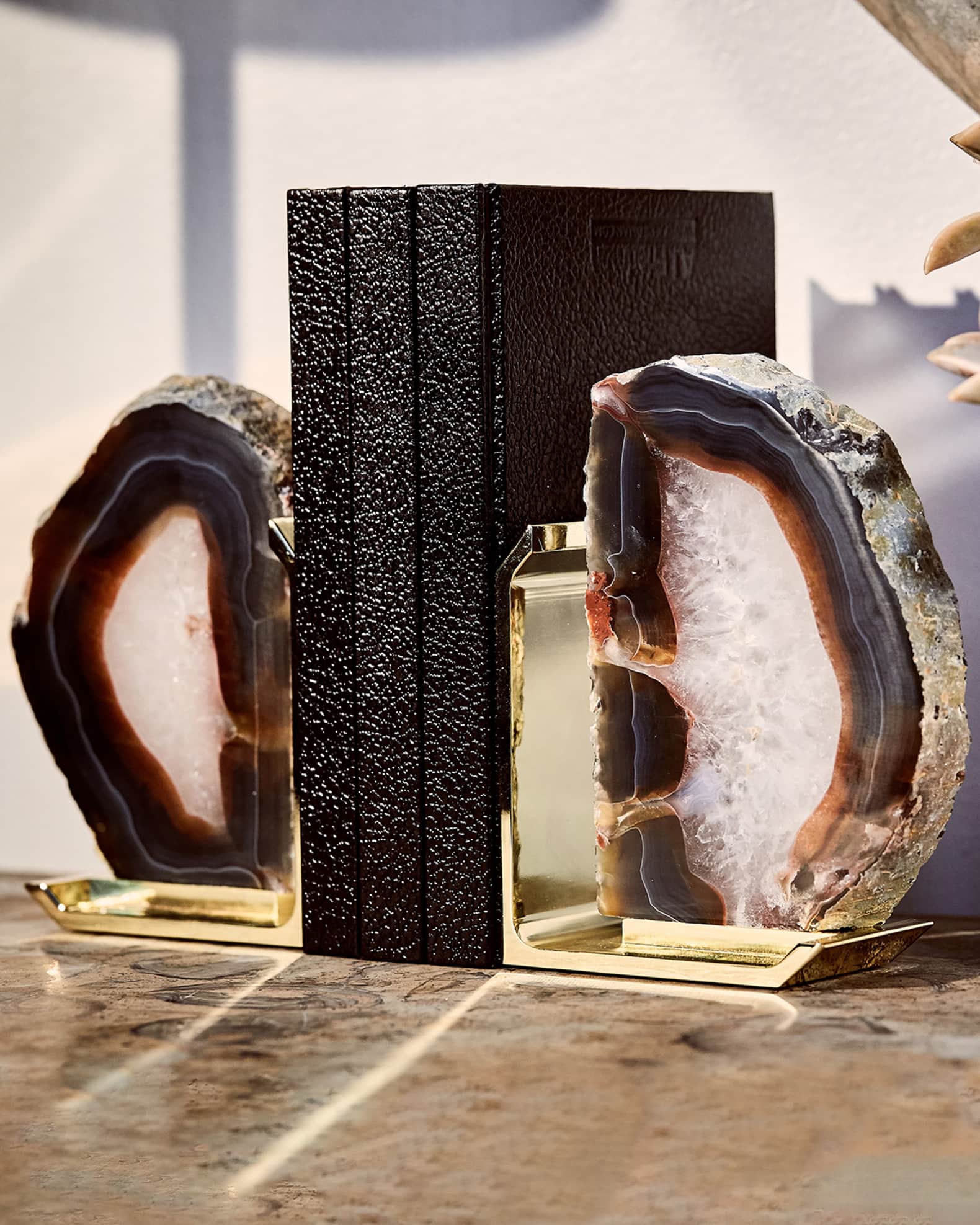 Fim Agate & Brass Bookends 1