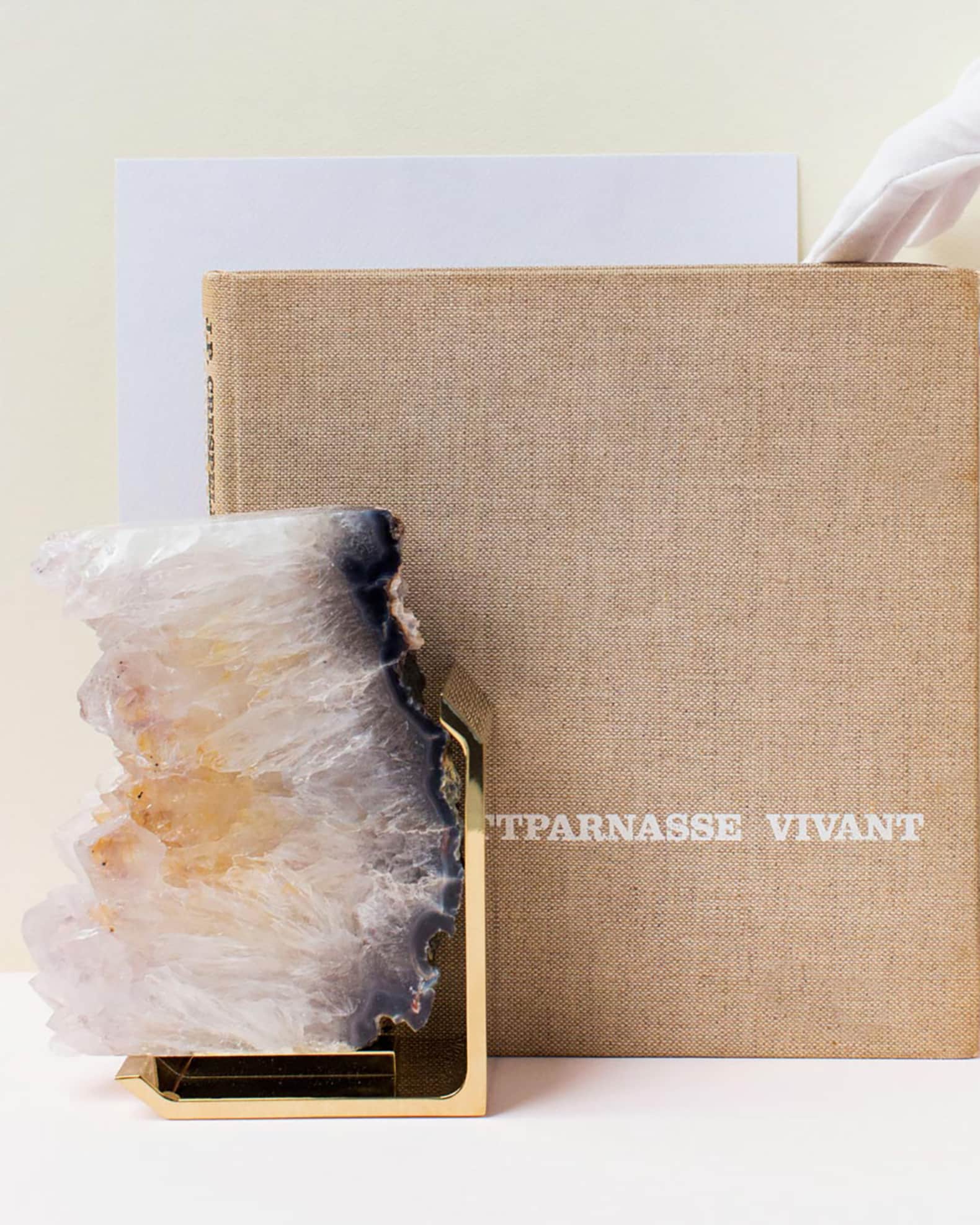 Fim Agate Druzy & Natural Brass Bookends 1