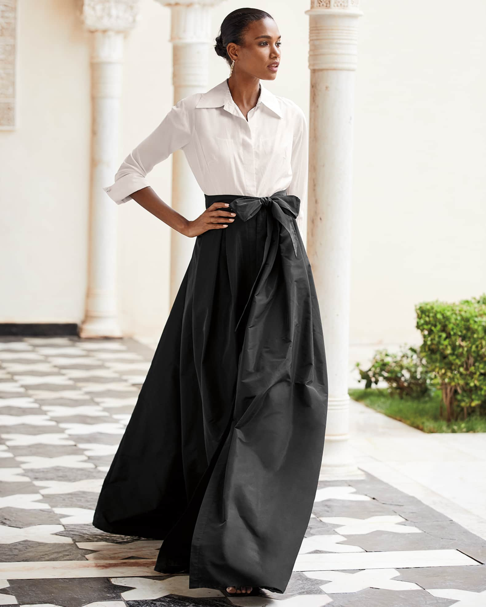 Two Tone Taffeta Shirt Dress