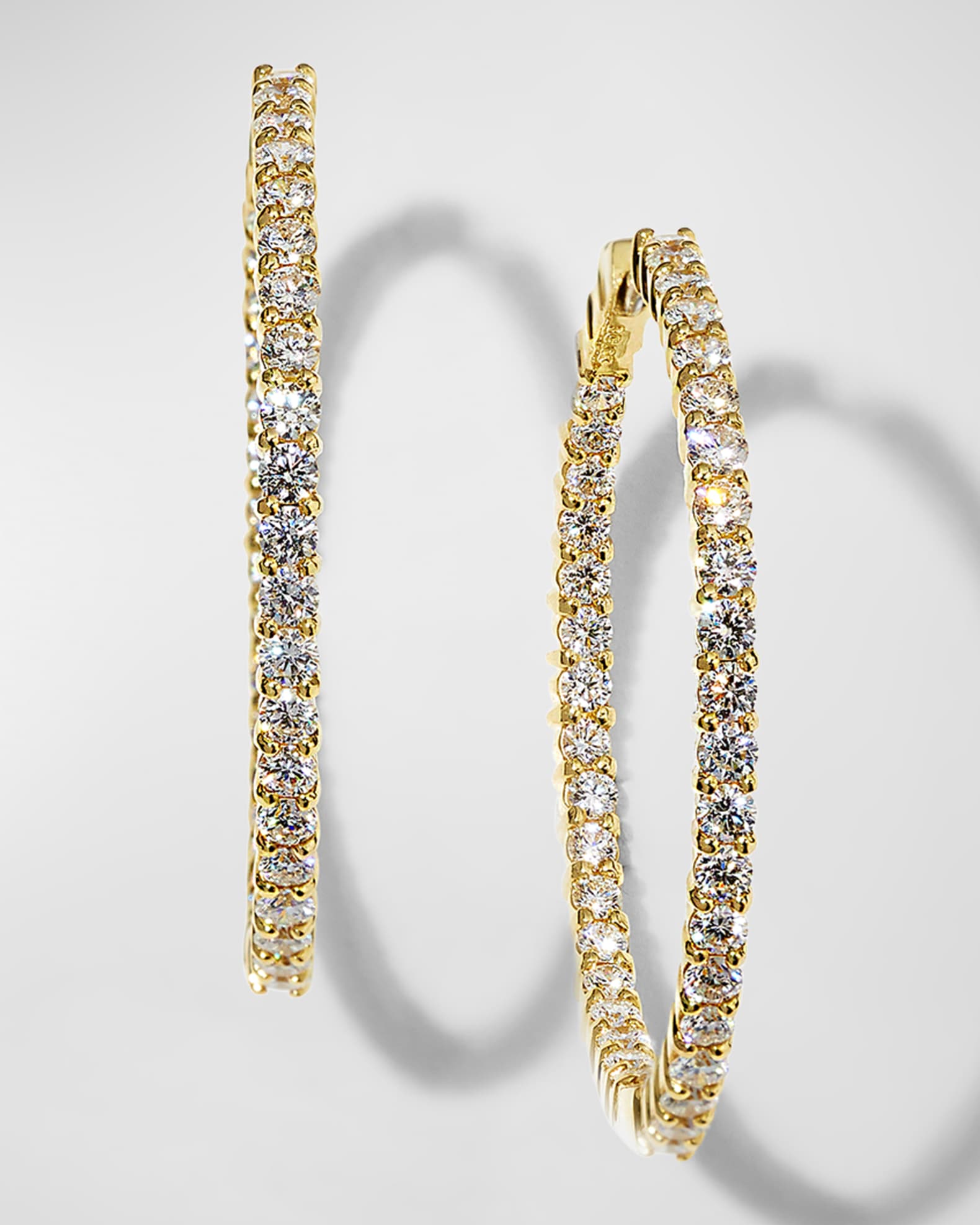 Roberto Coin 38mm Yellow Gold Diamond Hoop Earrings, 2.46ct, Women's, Earrings Hoop Earrings