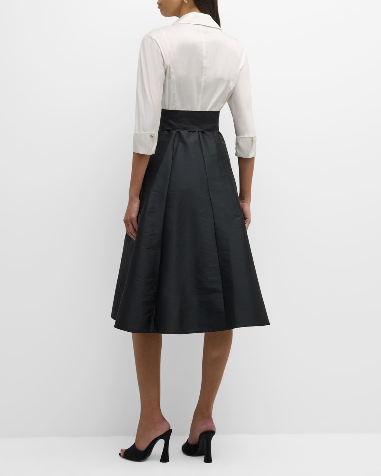 Rickie Freeman Teri Jon Womens Shirt Dress Black White Size 10 Dresses