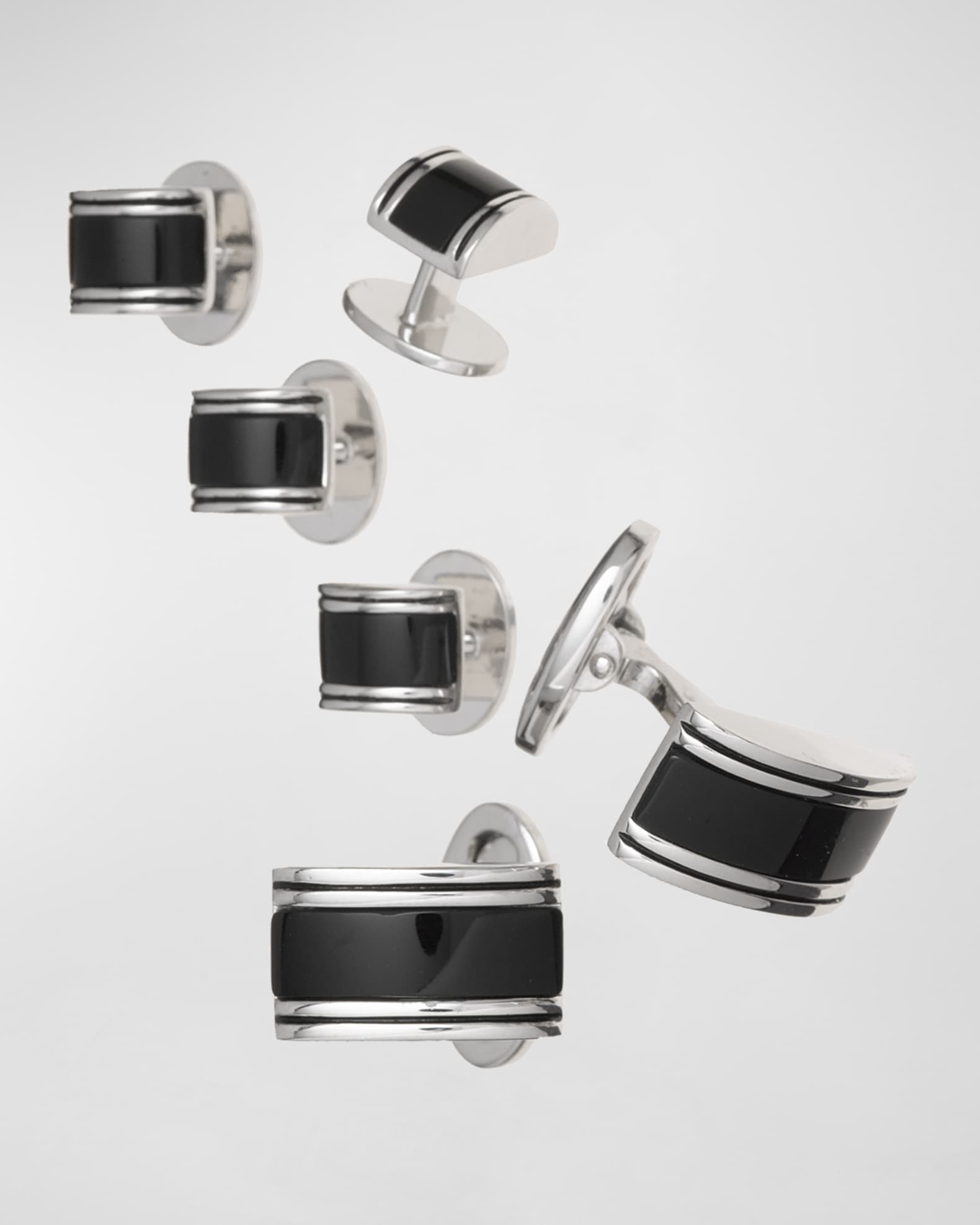 Curved Onyx Cufflinks Studs Set 0