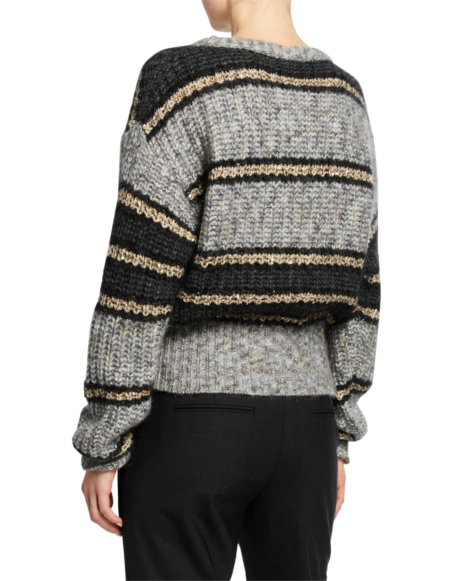 Sequin Striped Crewneck Sweater and Matching Items | Neiman Marcus
