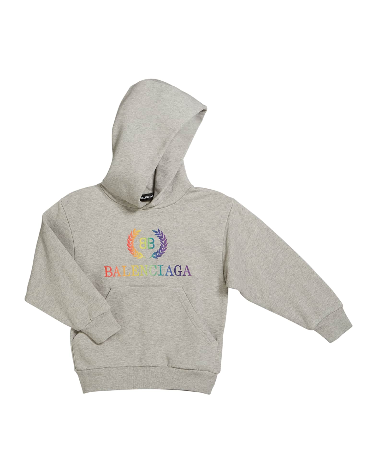 Balenciaga Rainbow Logo Crest Hoodie Size 2 10 Neiman Marcus