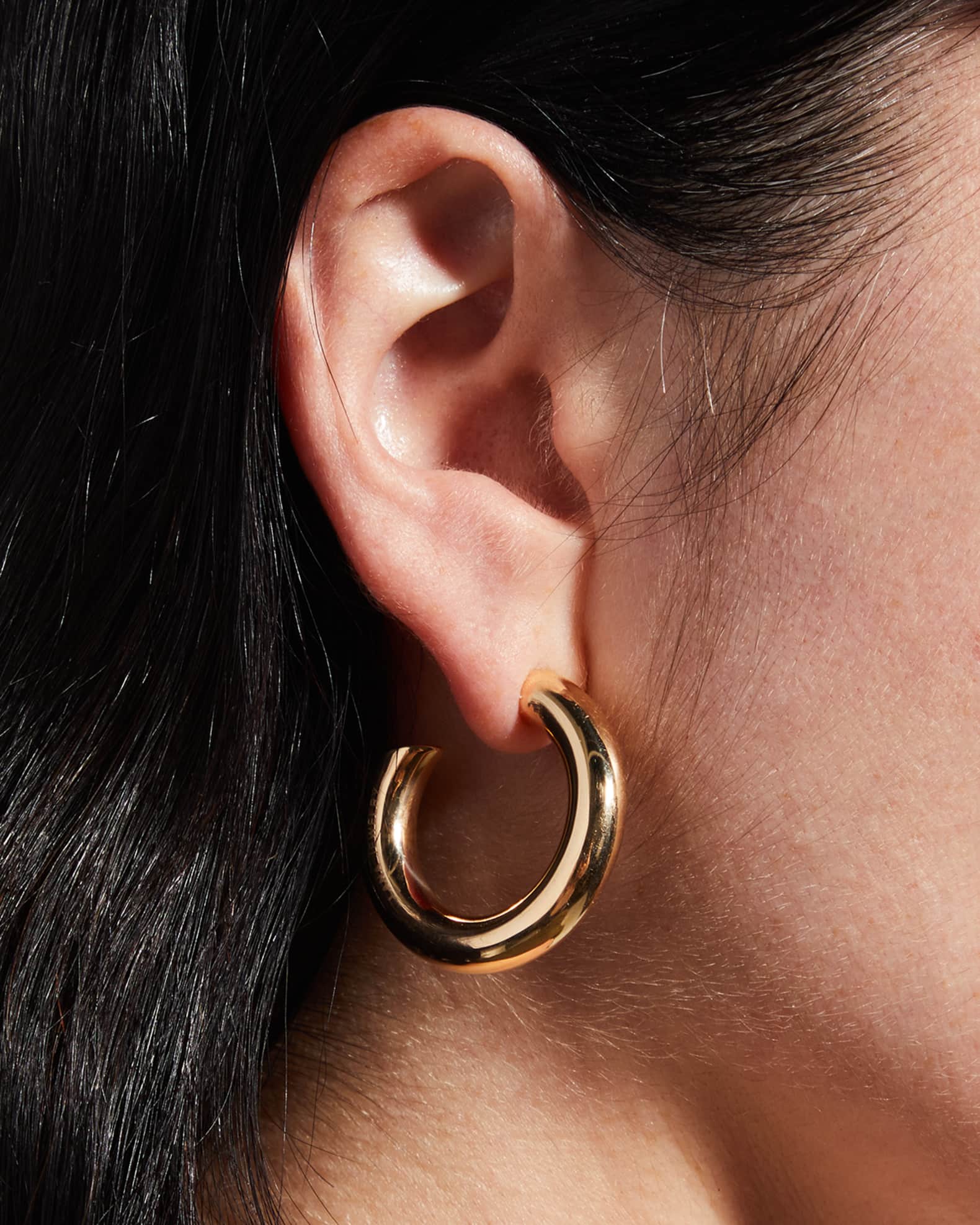 LANA Hollow 14k Gold Wide Mini Hoop Earrings Neiman Marcus