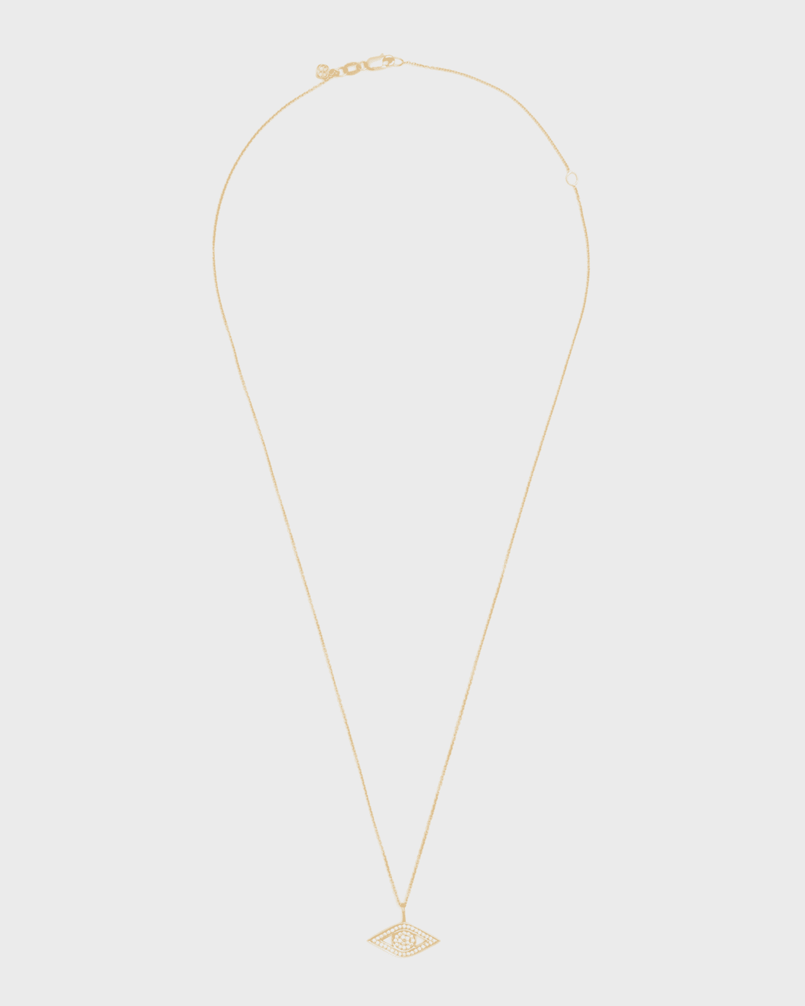 14k Yellow Gold Small Diamond Evil Eye Necklace 0