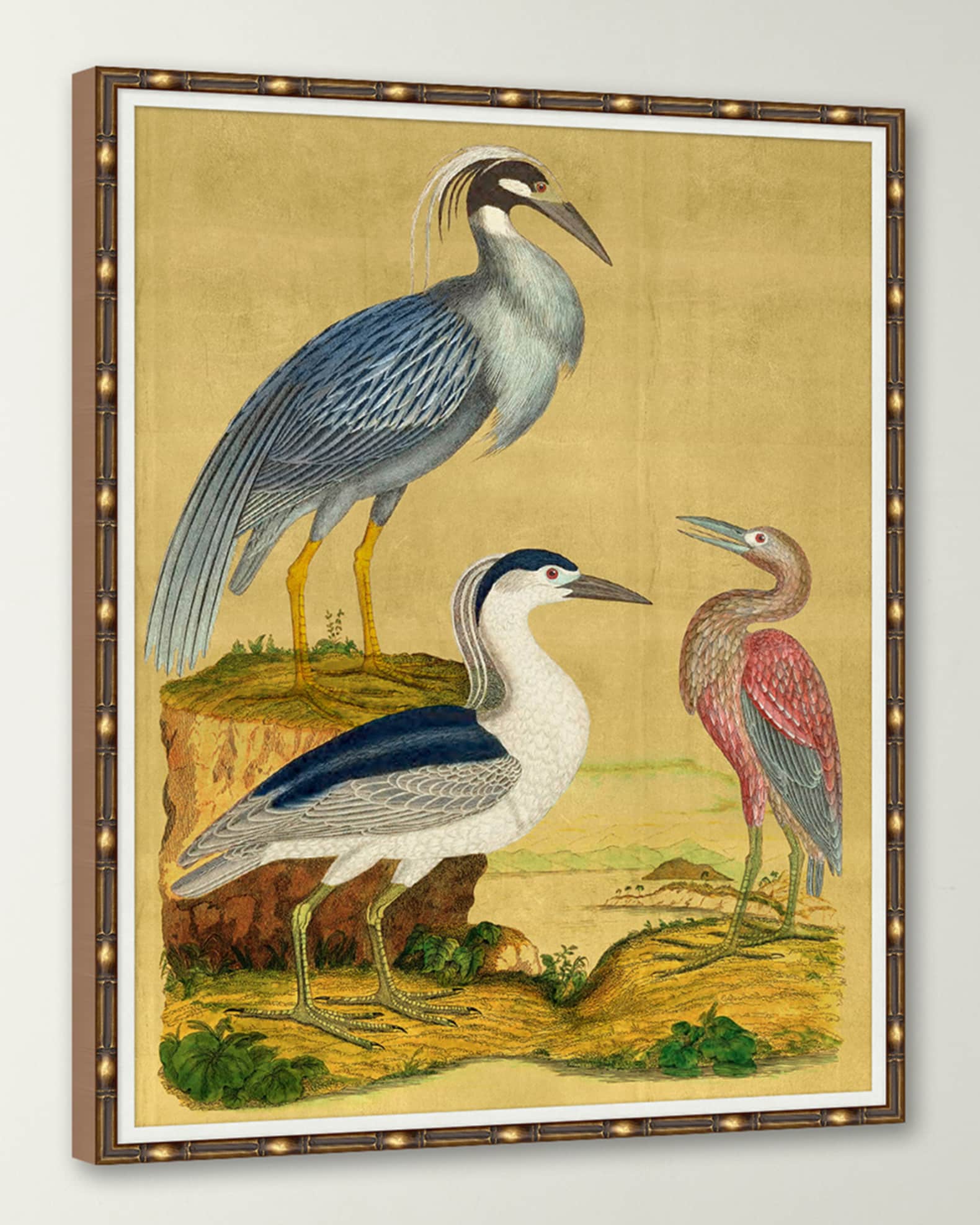 "Majestic Cranes on Gold I" Giclee Art 1