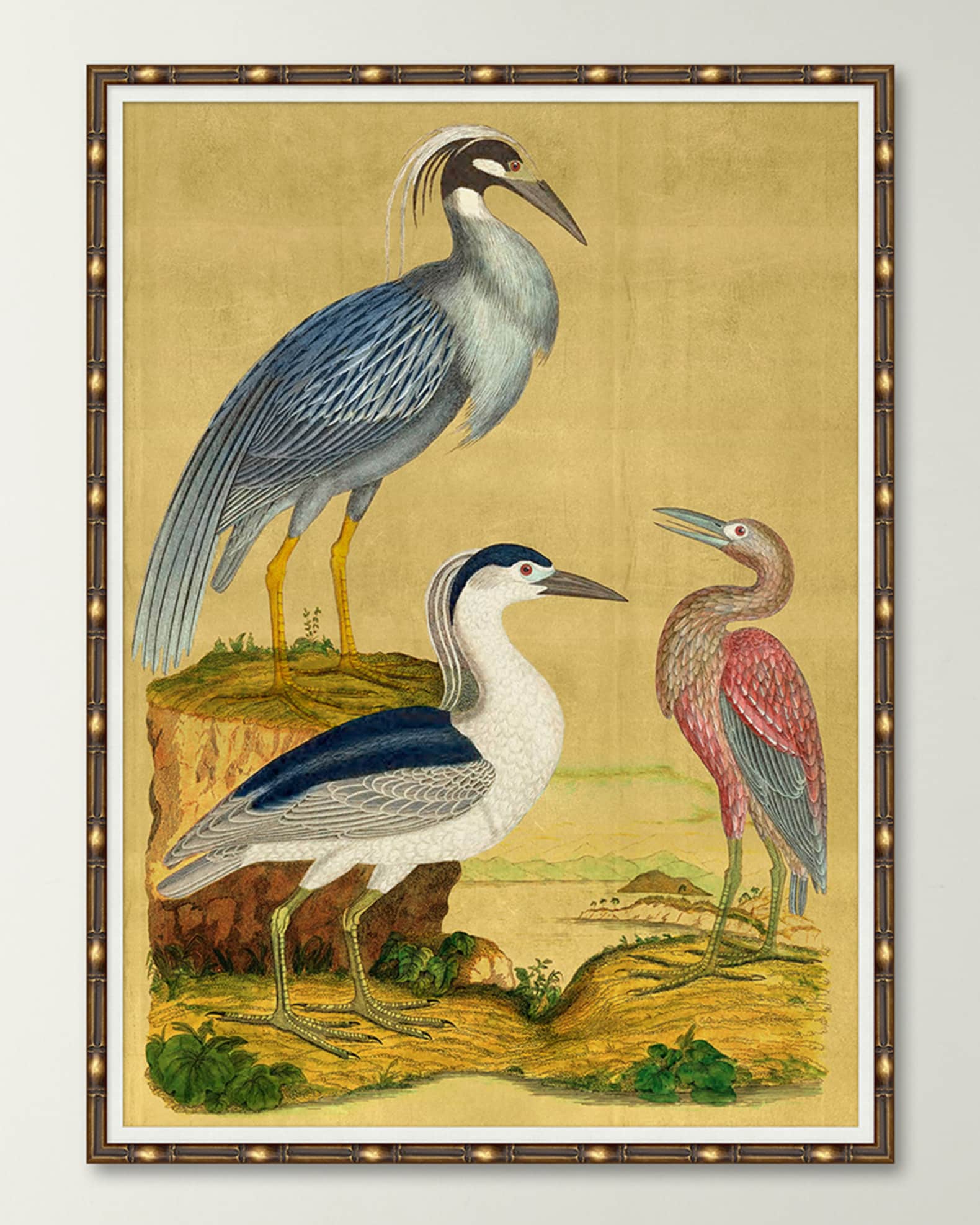 "Majestic Cranes on Gold I" Giclee Art 0