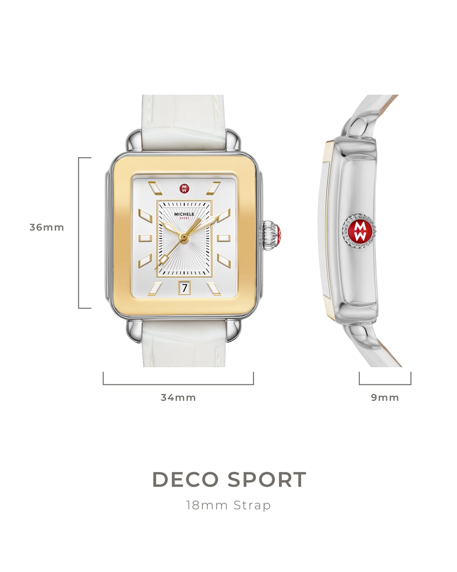 MICHELE Deco Sport Silicone Embossed Watch in Desert Rose Neiman Marcus